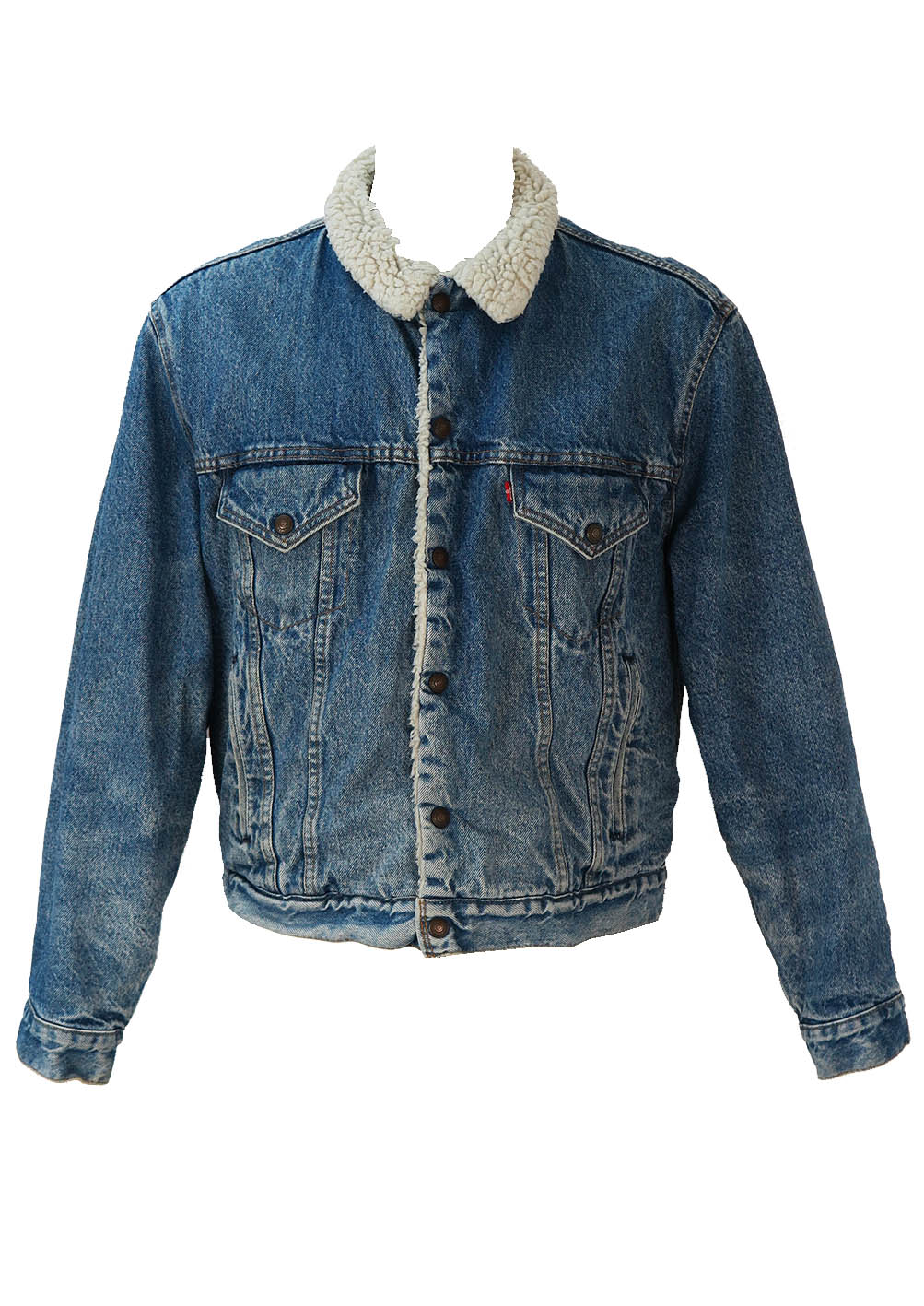 Fleece Lined Levis Sherpa Blue Denim Jacket - XL/XXL | Reign Vintage