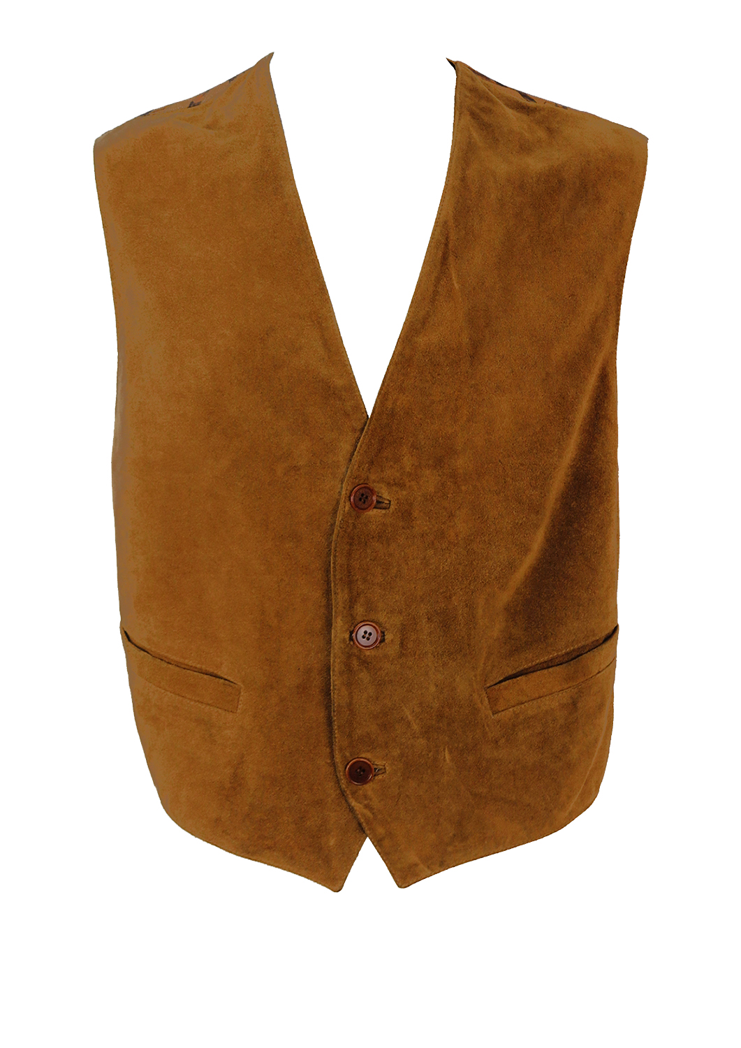 Camel Coloured Suede Waistcoat with Equestrian Pattern - M/L