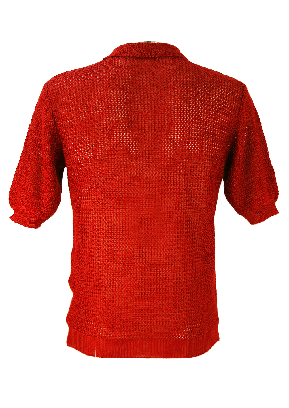 60's Style Mesh Knit Russet Polo Shirt - M | Reign Vintage