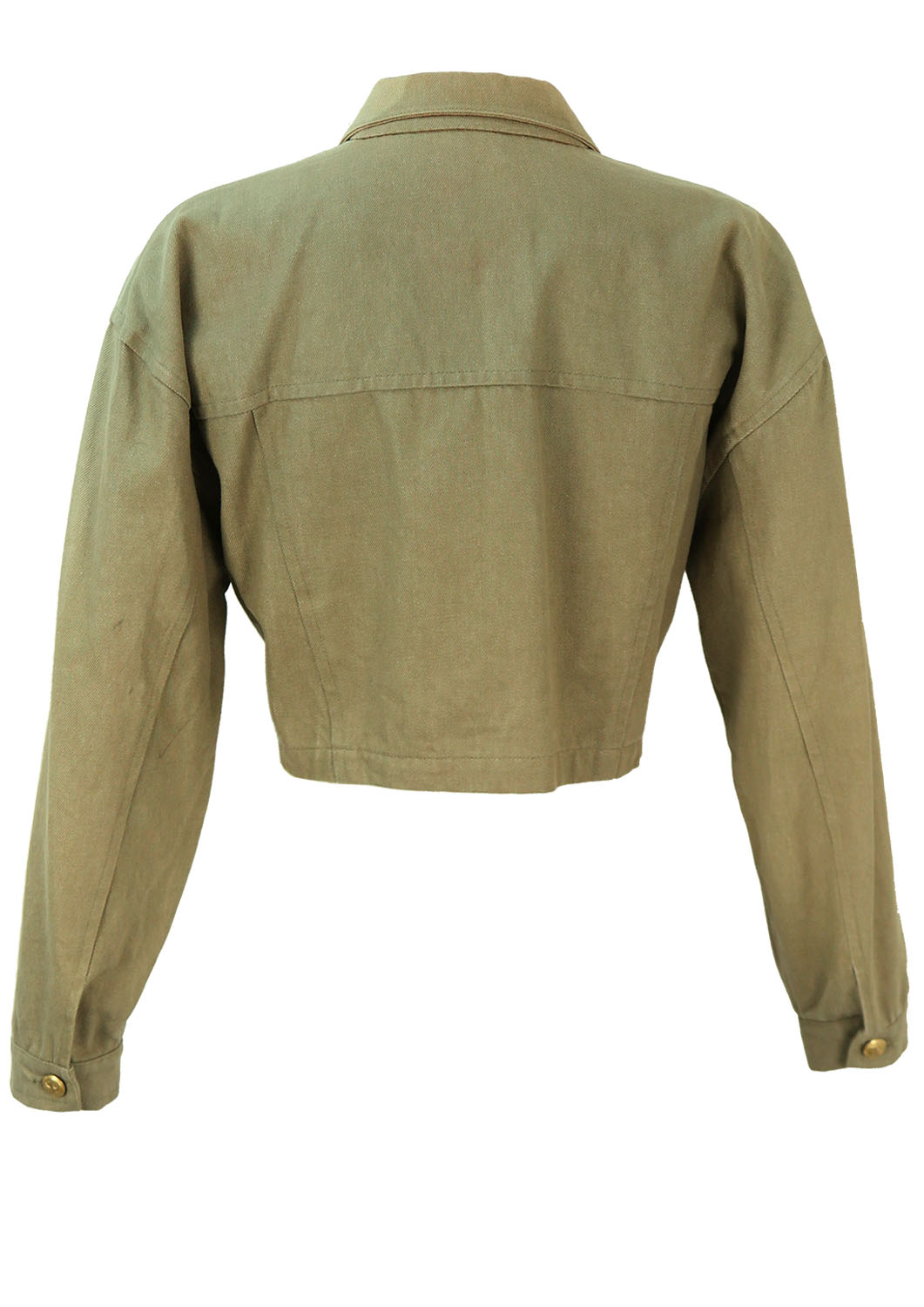 Vintage 1990's Cropped Khaki Denim Jacket - M | Reign Vintage