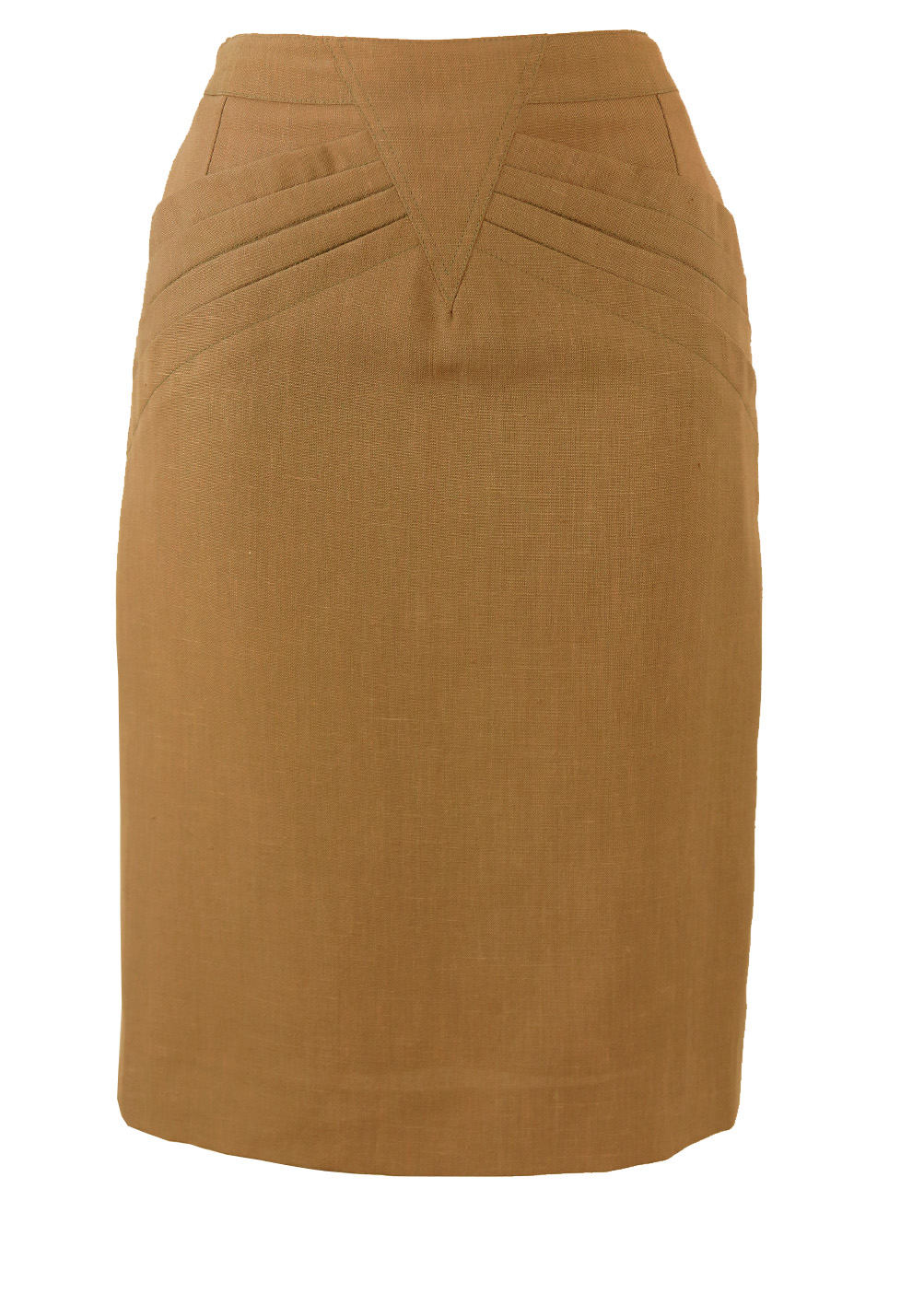 Taupe Knee Length Pencil Skirt with Decorative Waistband - S | Reign ...