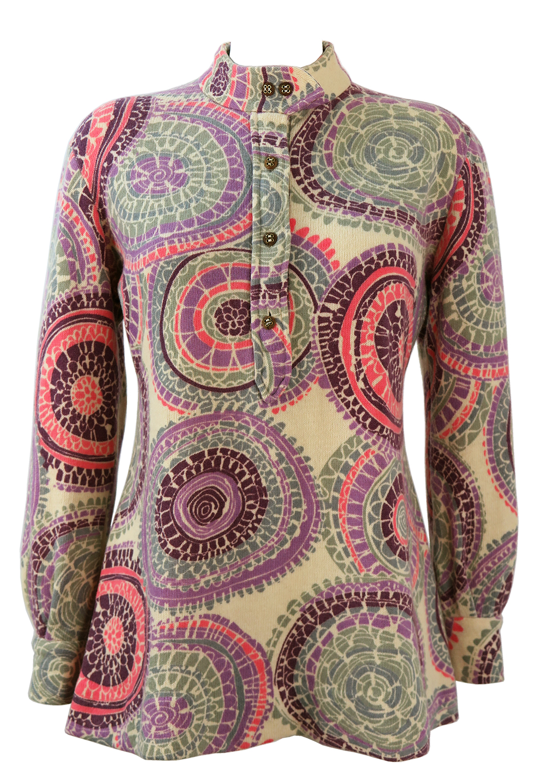 Vintage 1960's Tunic Jumper with Psychedelic Print - M/L | Reign Vintage