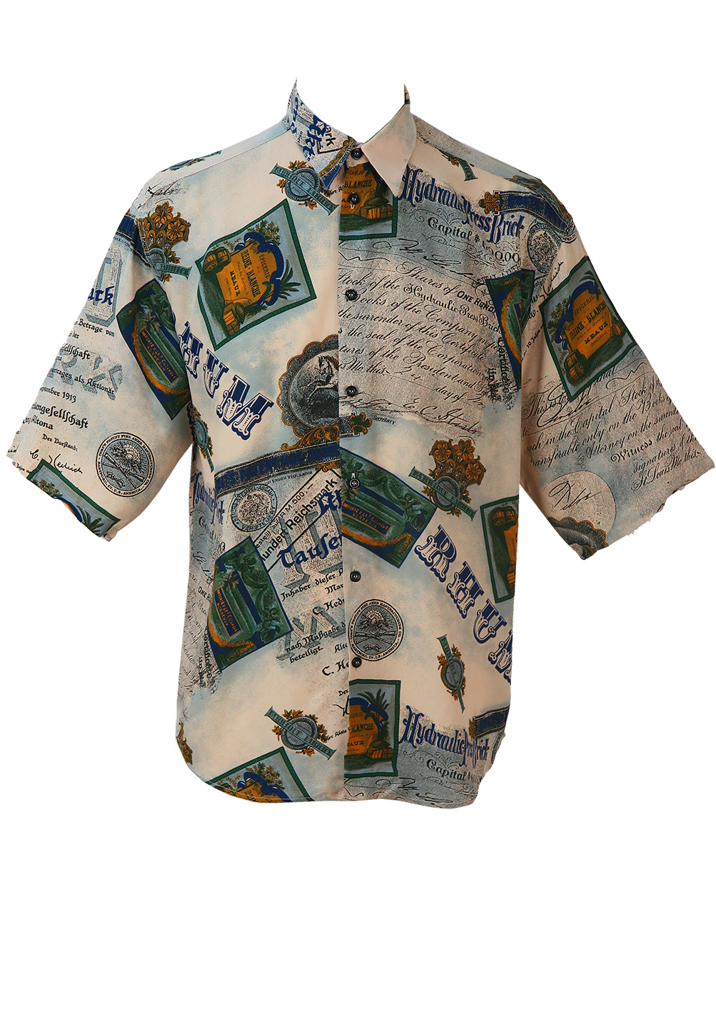 Short Sleeved Shirt with Pictorial Images and Text - L/XL | Reign Vintage