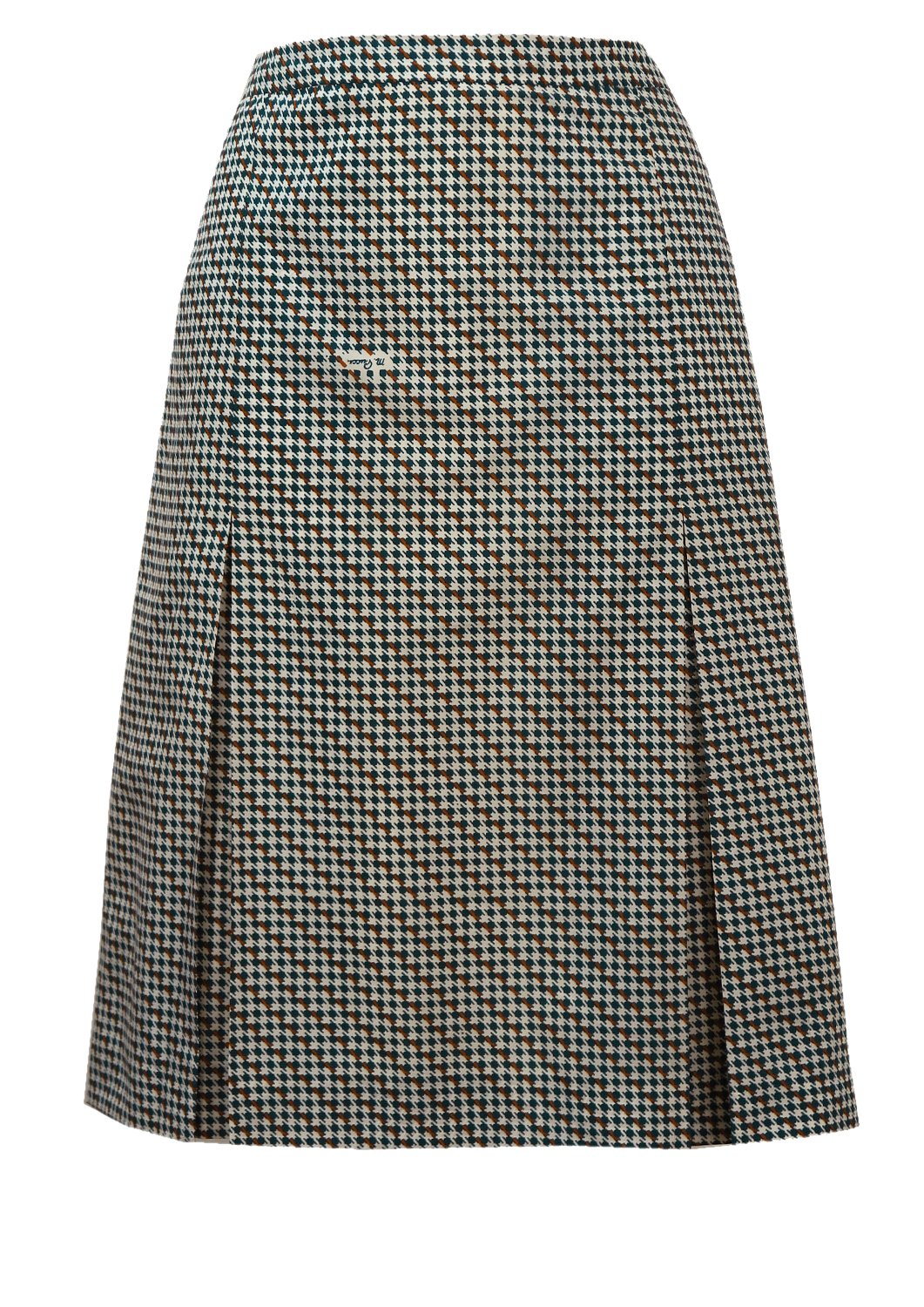 Vintage 1960's Blue & White Houndstooth Check Knee Length Skirt - L ...