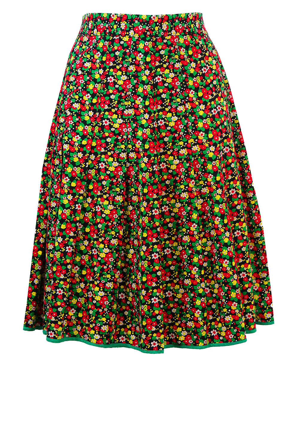 Red, Green & Yellow Ditsy Floral Print Knee Length Skirt - S/M | Reign ...