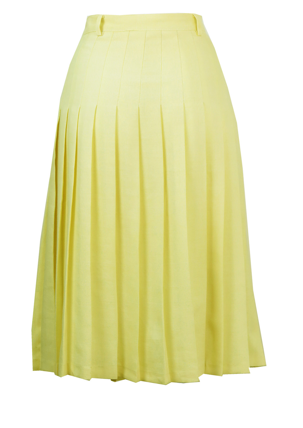 Midi Length Light Lemon Pleated Skirt with Fine White check - M | Reign ...
