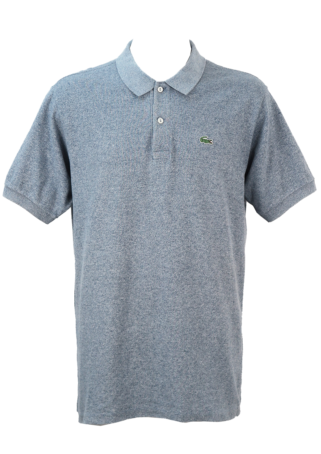 Lacoste Mottled Blue and White Polo Shirt - XL | Reign Vintage