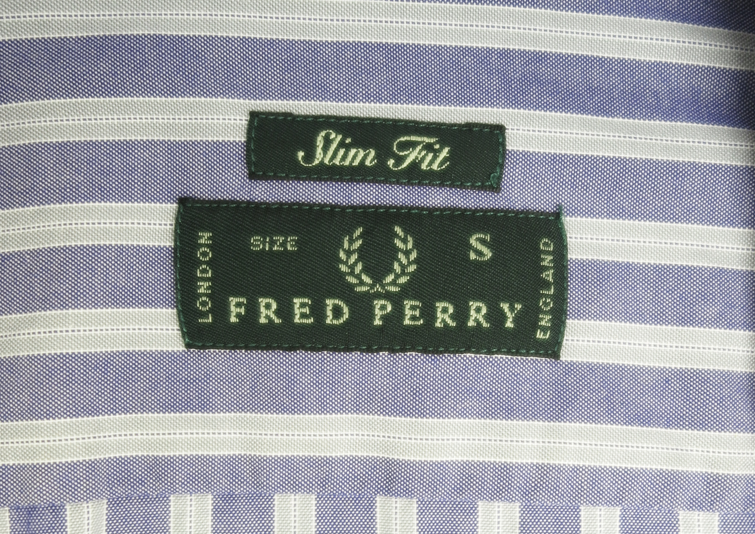 Fred Perry Blue and Grey Striped Shirt - L | Reign Vintage