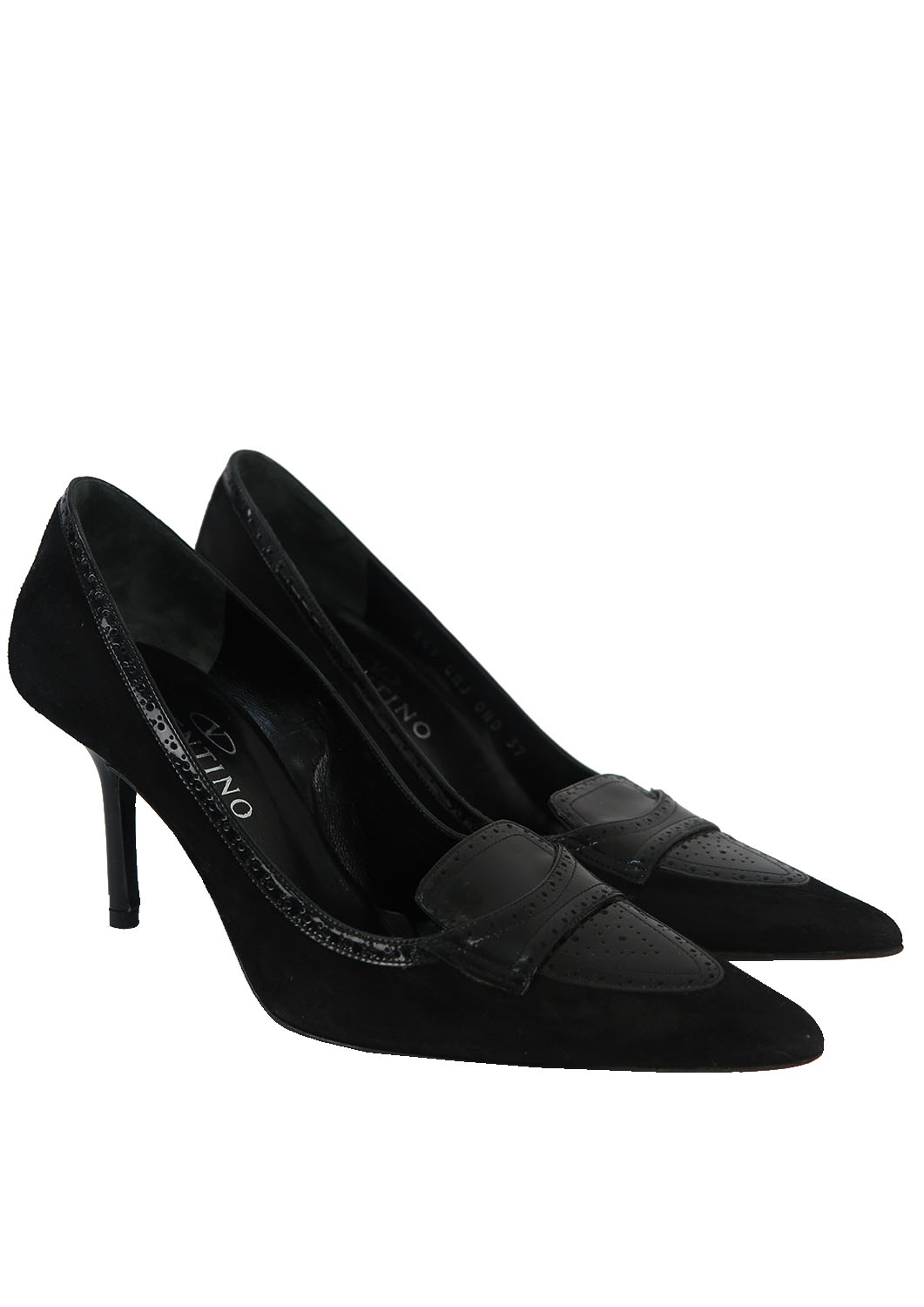 black suede valentino heels