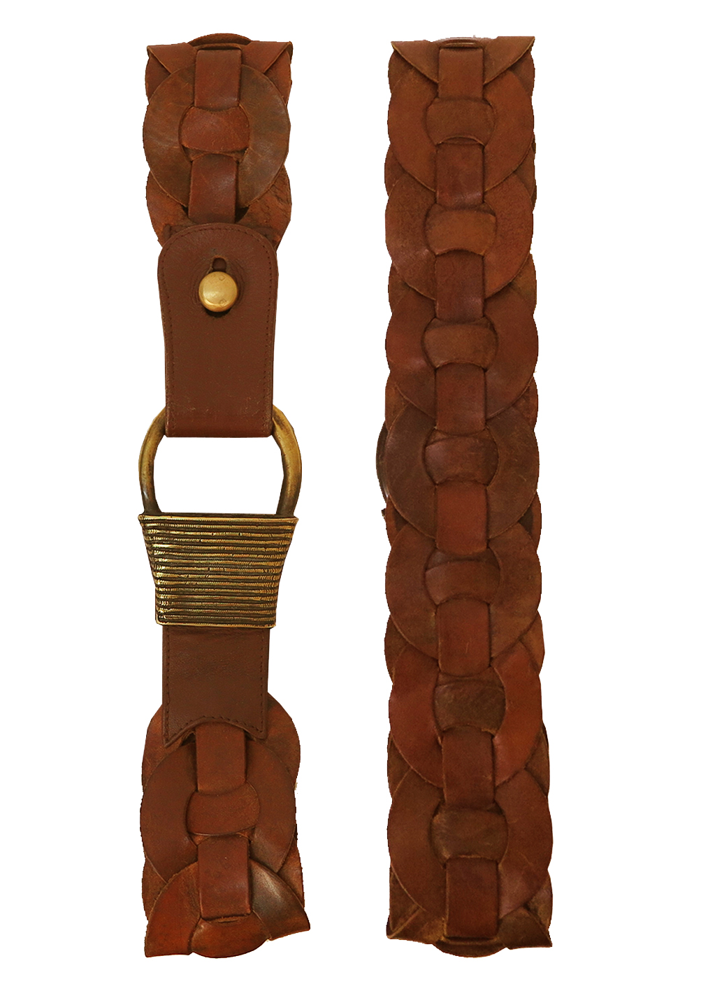 Tan Brown Leather Belt with Interlocking Circle Weave Design | Reign ...