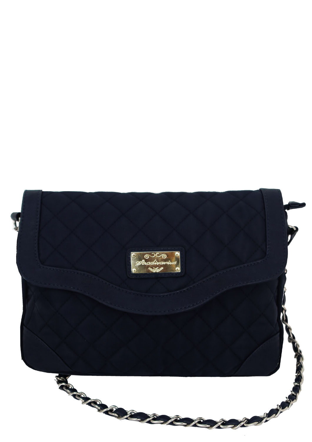 Blue Quilted Cross Body Shoulder Bag with Silver Chain Strap – Reign Vintage