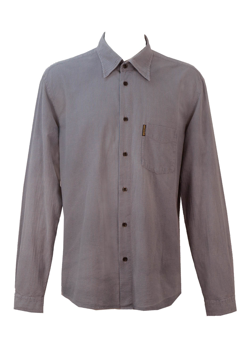 ønske af Som Armani Jeans Blue & Grey Textured Check Shirt - L/XL | Reign Vintage