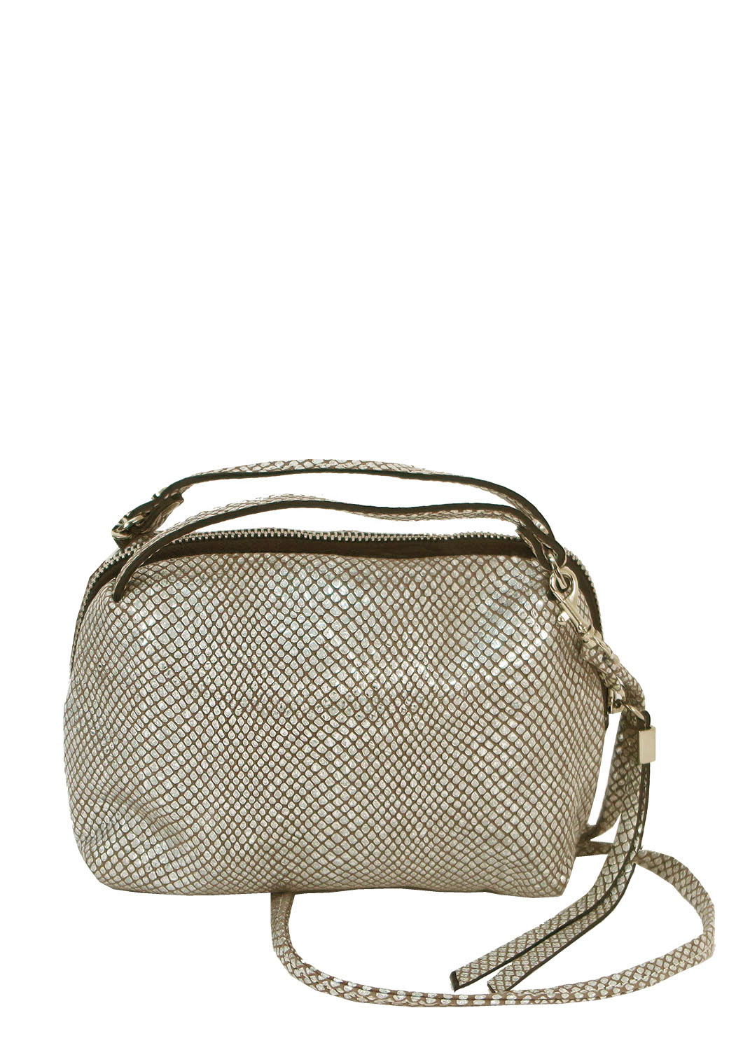 Leather Silver & Taupe Snakeskin Style Cross Body Shoulder Bag – Reign Vintage