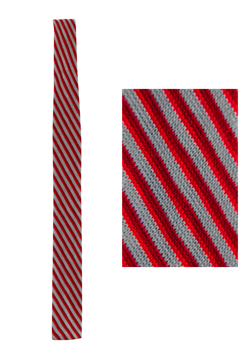 Ermenegildo Zegna Red & Blue Striped Skinny Knit Tie | Reign Vintage