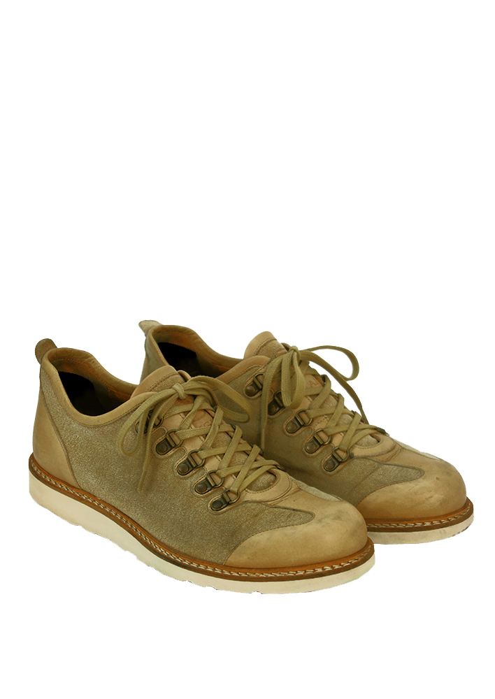 'Aigle' Sand Coloured Canvas & Leather Lace Up Shoes - UK Size 9.5 ...