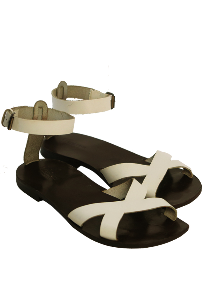 MaxMara White Leather Flat Sandals – UK 