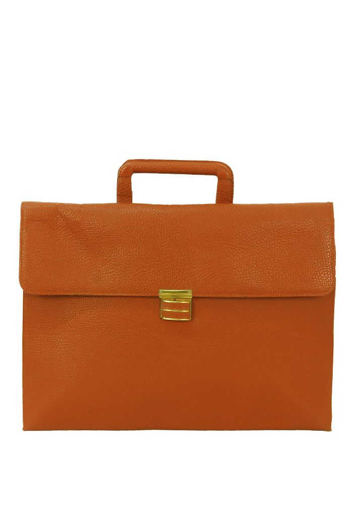 Tan Leather Briefcase with Retractable Handle | Reign Vintage