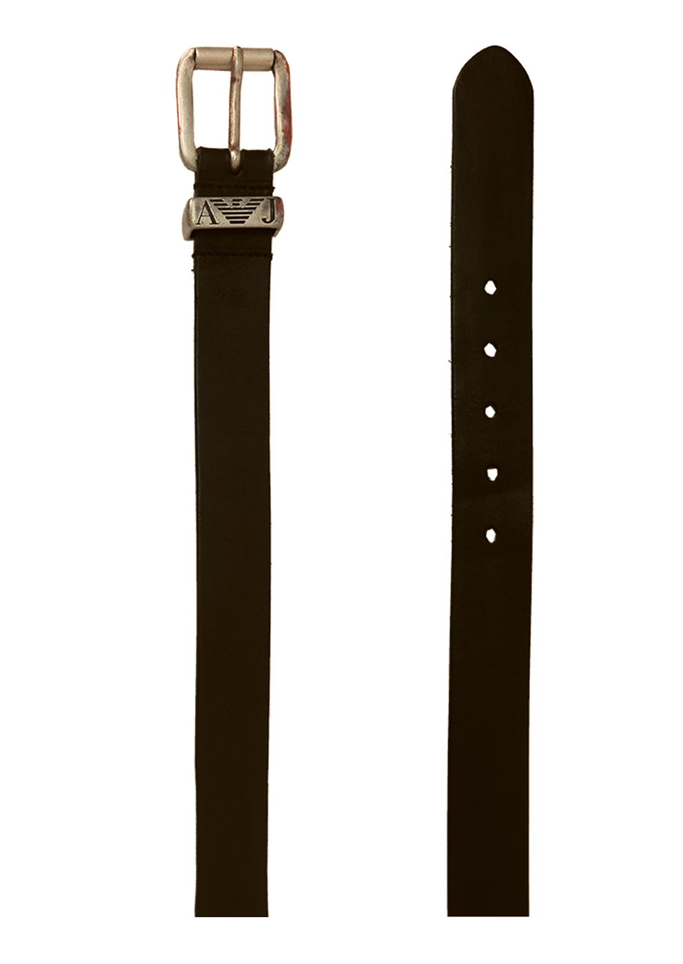 Armani Jeans Black Leather Belt with Silver and Copper Buckle | Reign ...