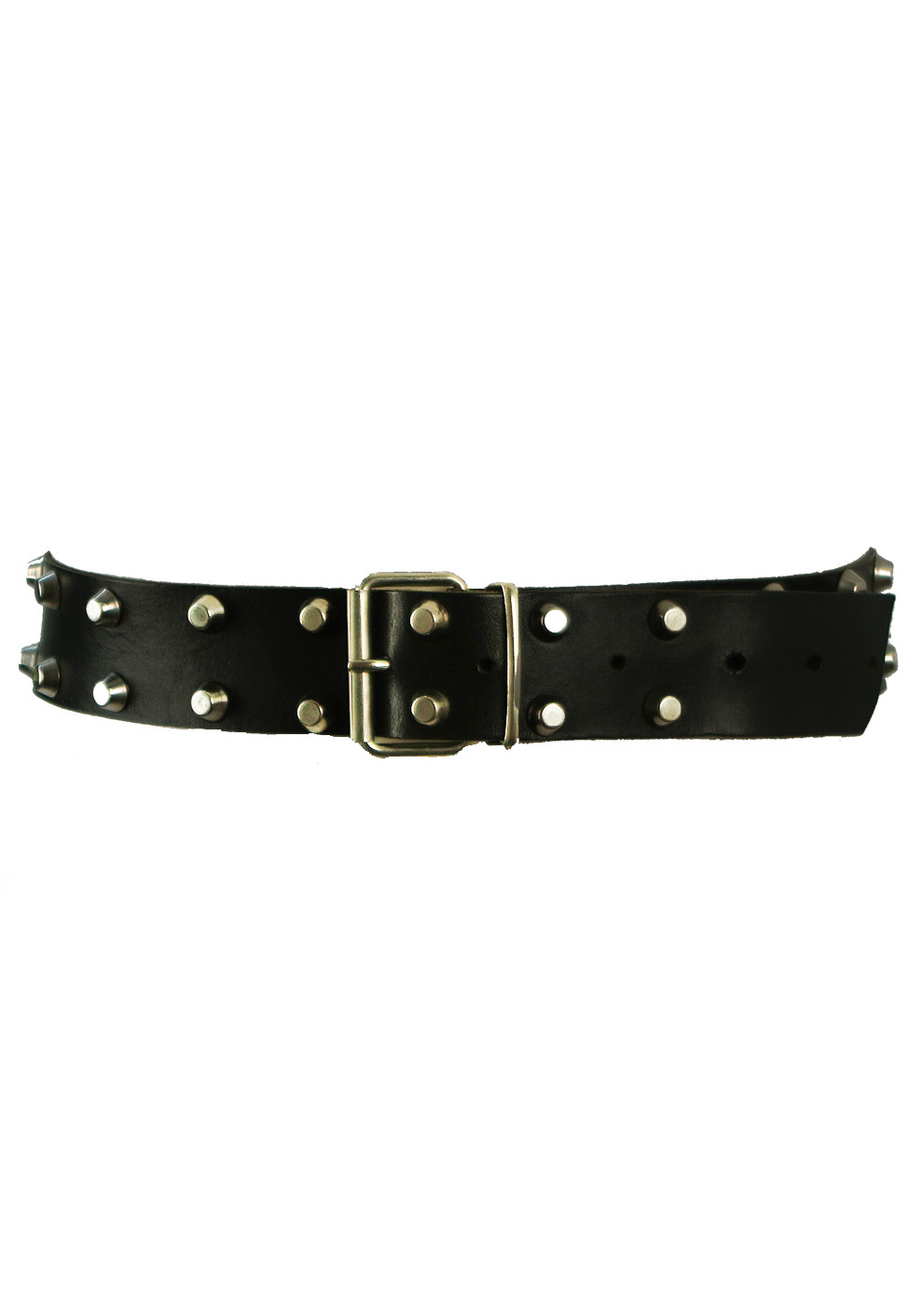 Black Leather Rocker Belt with Multiple Silver Stud Detail | Reign Vintage