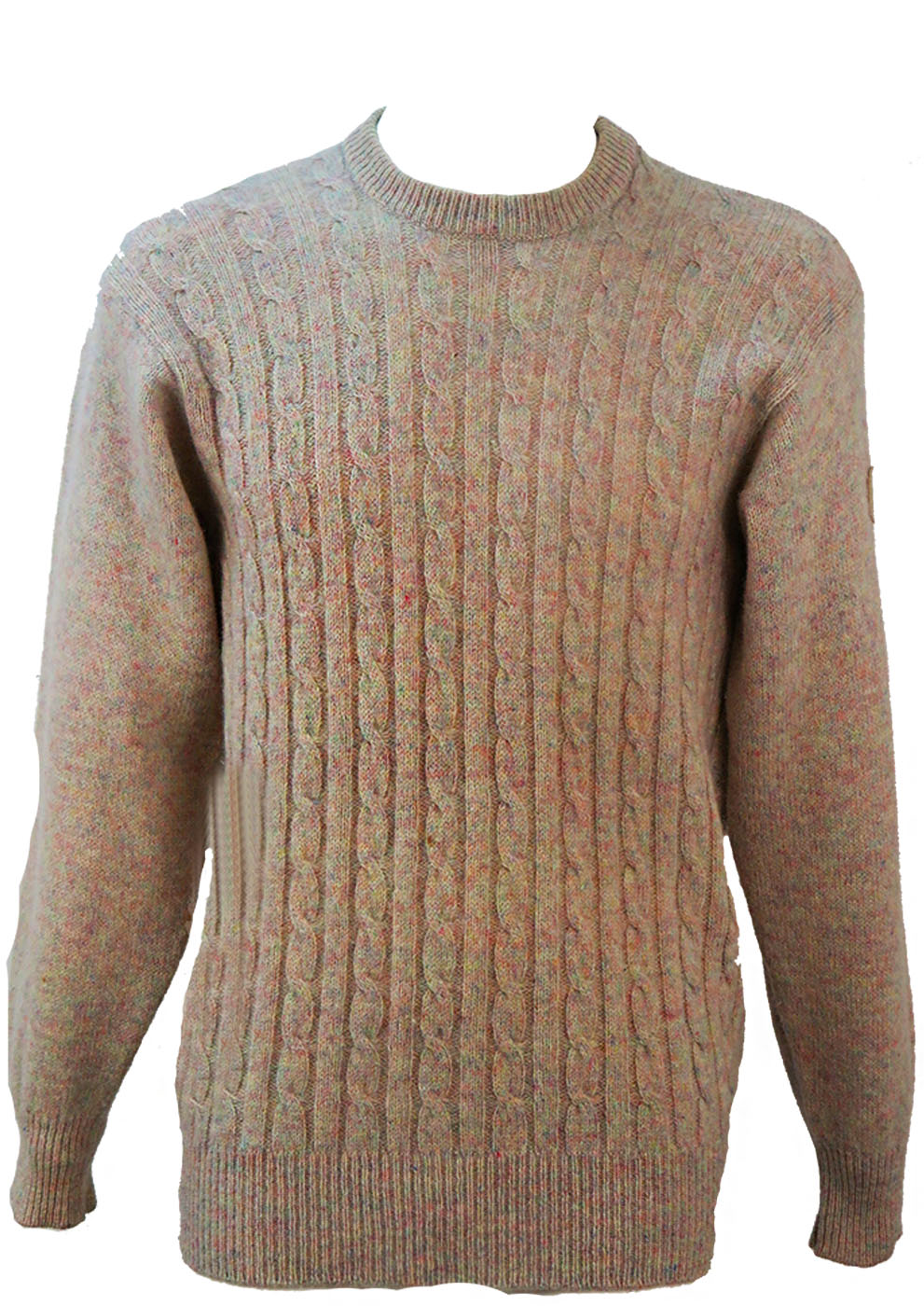 Trussardi Virgin Wool Cream & Pastel Fleck Cable Knit Jumper - M ...