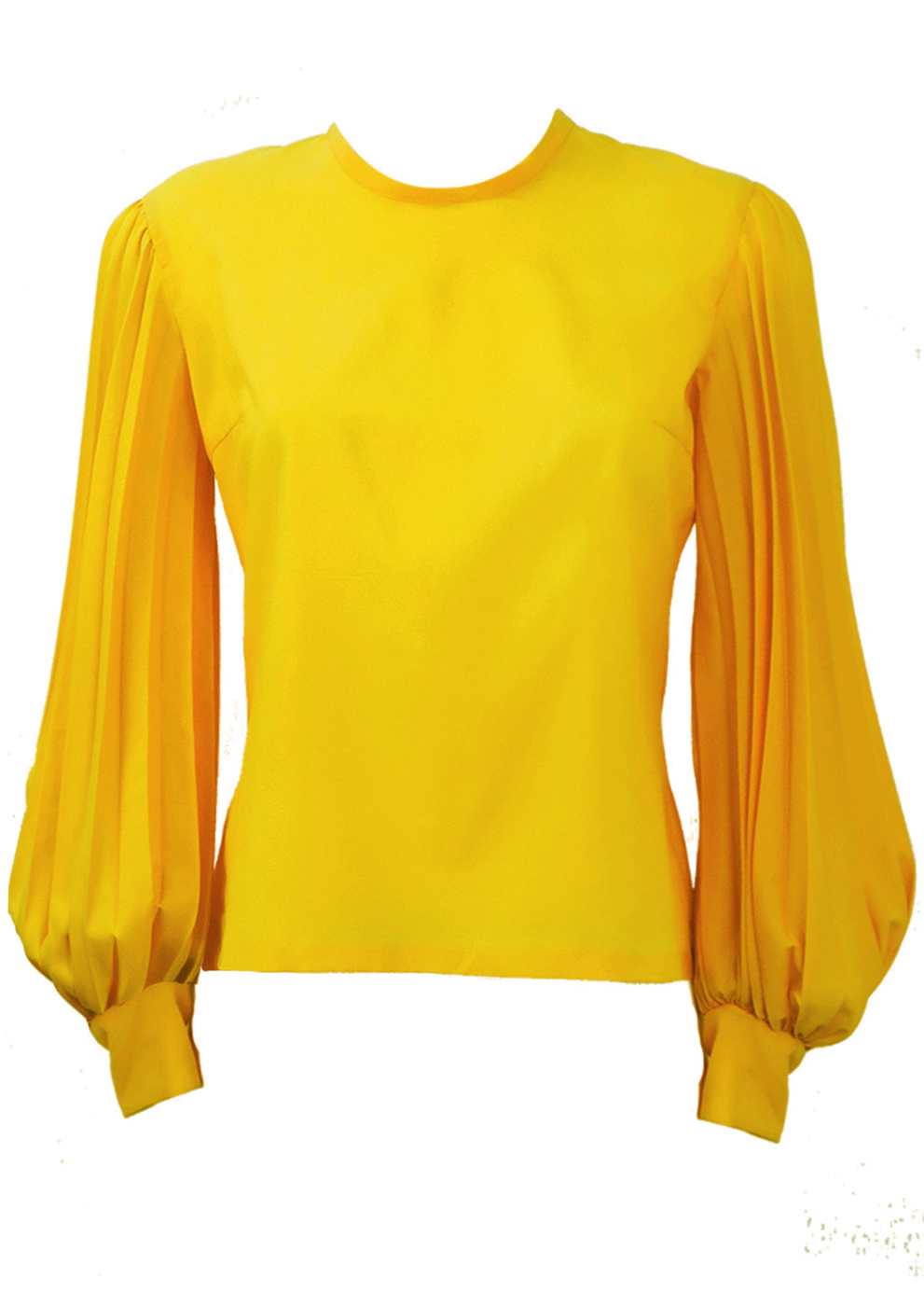 Vintage 60's Yellow Blouse with Pleat Detail Balloon Sleeves - M ...