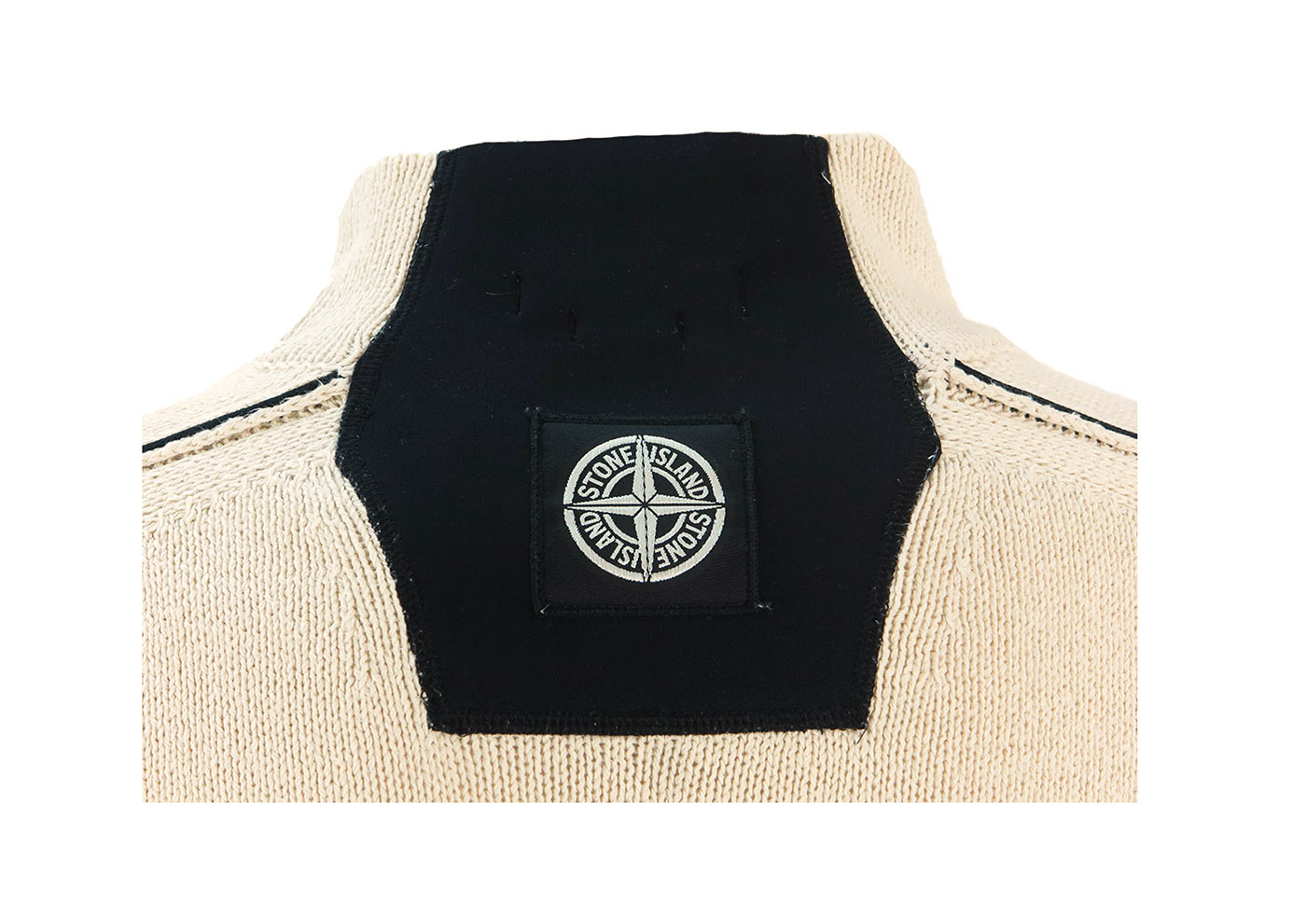 Stone Island Cream Knitted Jumper with Black Contrast Panels XL/XXL