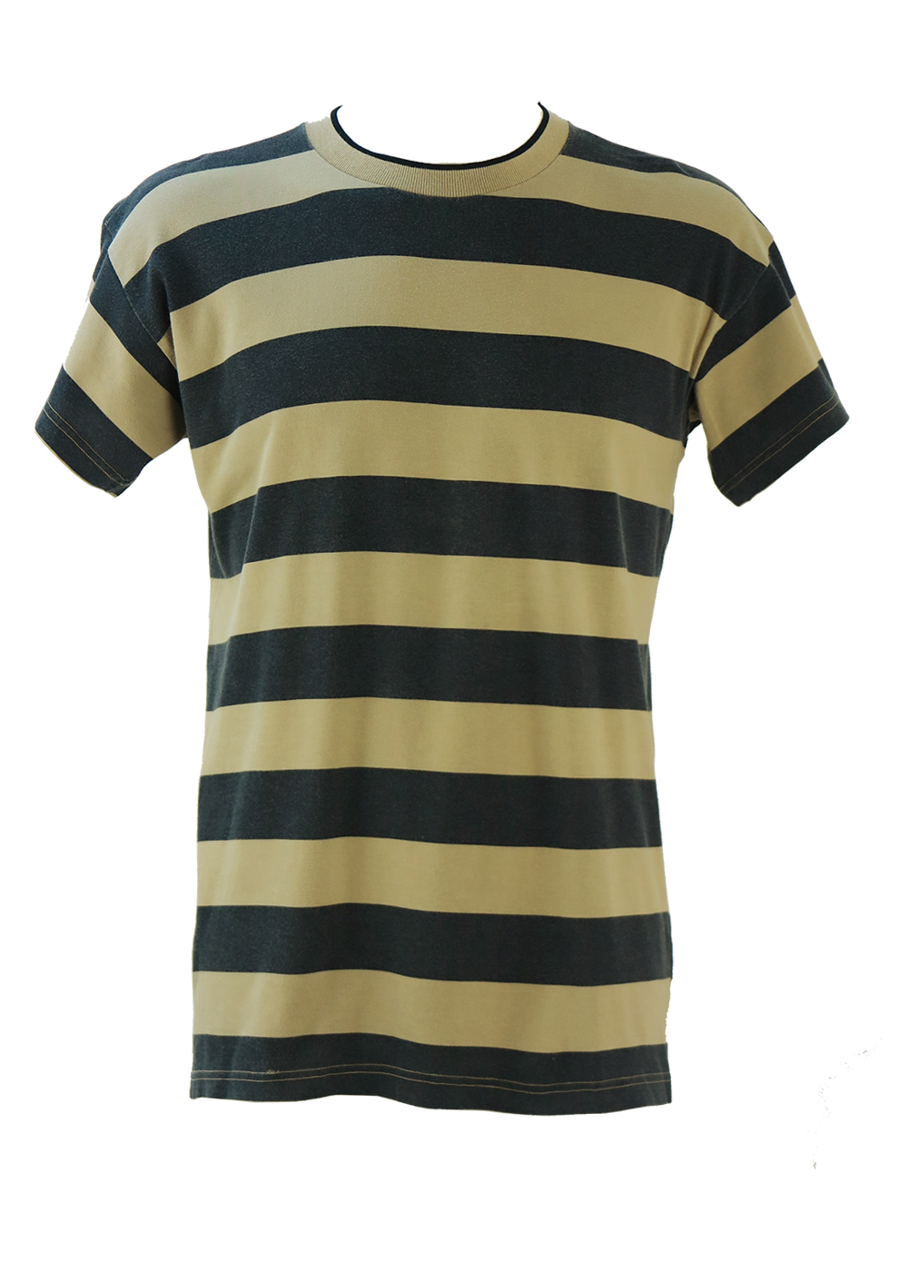 Armani Beige & Black Striped T-shirt with Nautical Applique on Back - M ...