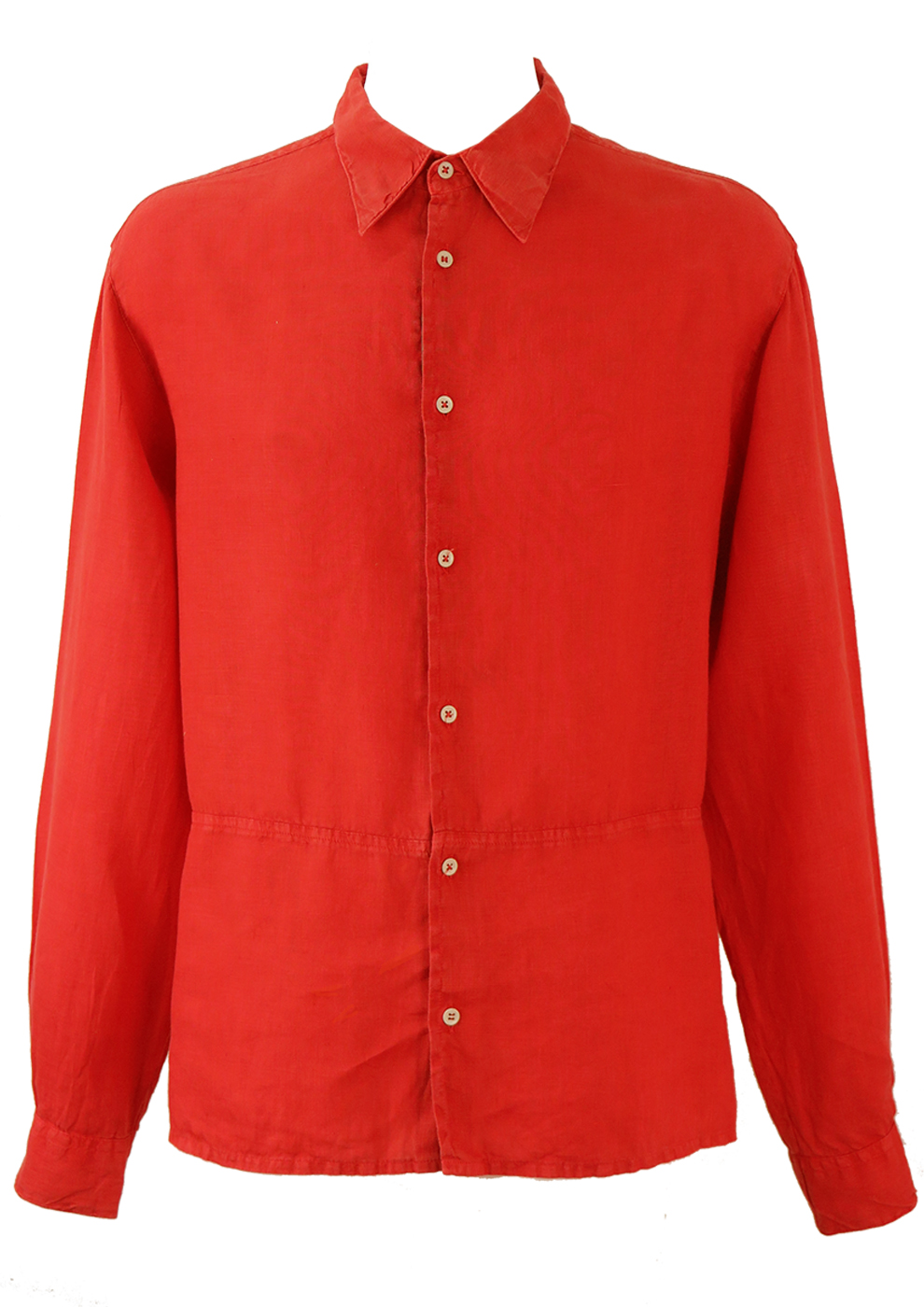 Rafflesia Arnoldi Cirkel hel Armani Jeans Red Linen Long Sleeved Shirt with Panel Detail - L/XL | Reign  Vintage