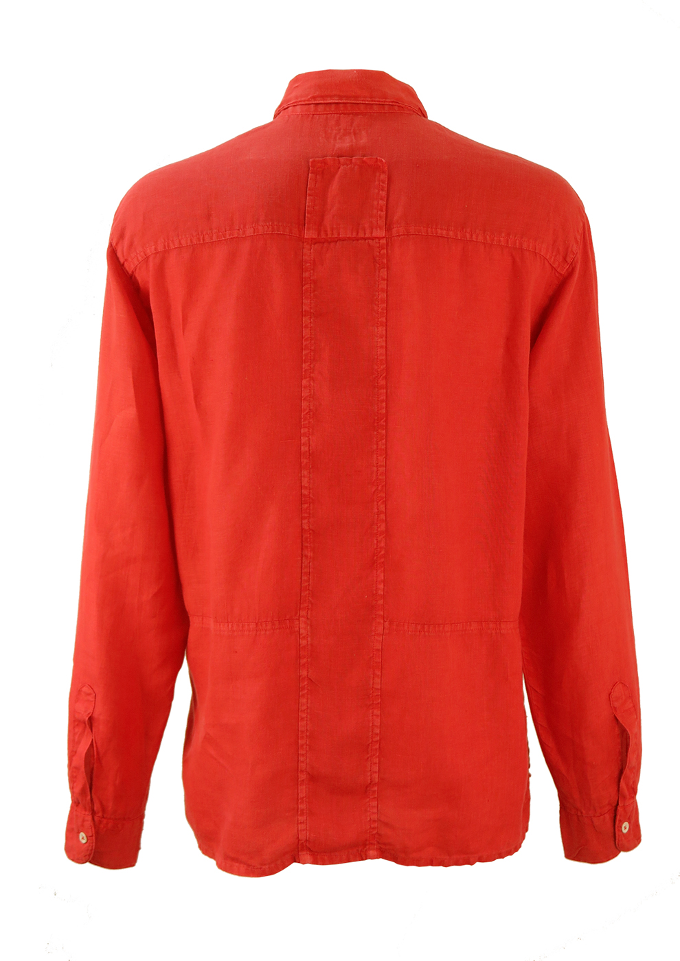 Armani Jeans Red Linen Long Sleeved Shirt with Panel Detail - L/XL ...