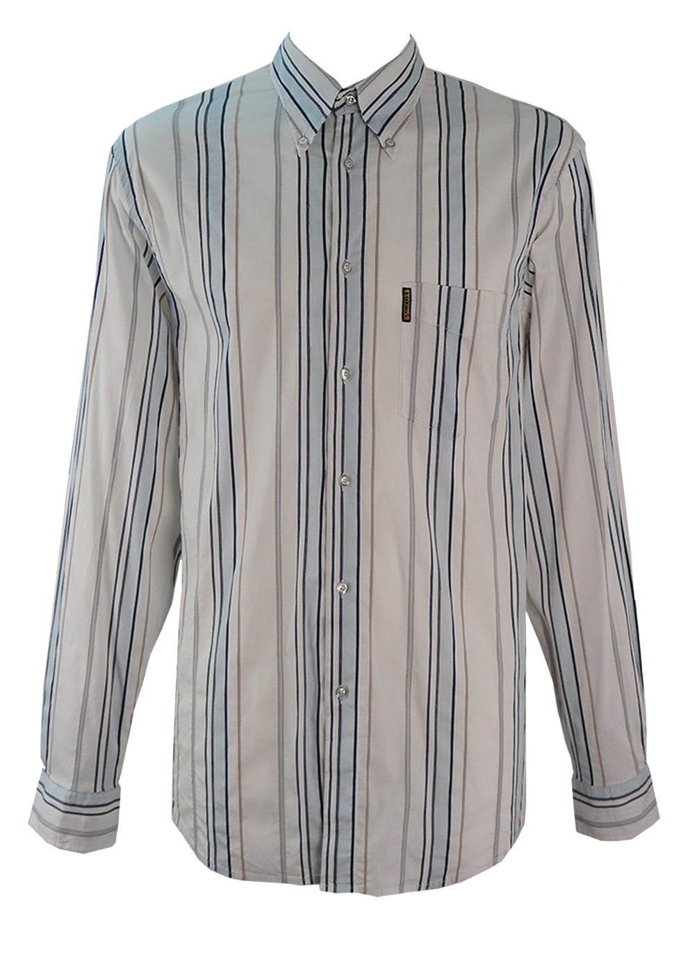 Armani Jeans White Shirt with Blue and Tan Textured Stripes - XL/XXL ...