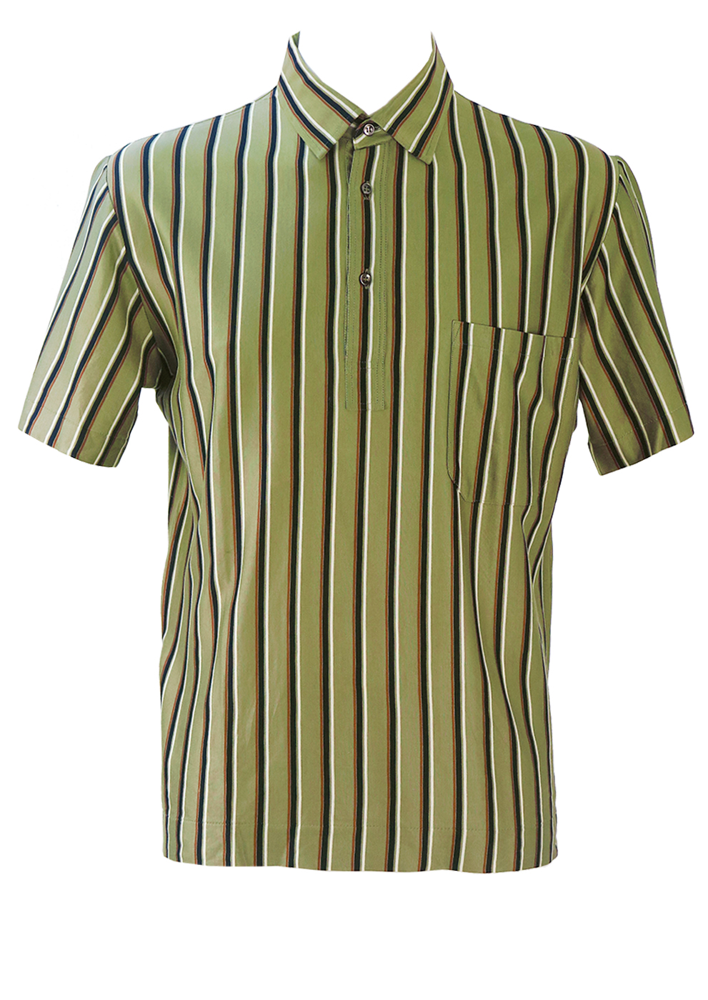 Olive Green Italian Mod Polo Shirt with Navy Blue, Brown & White ...