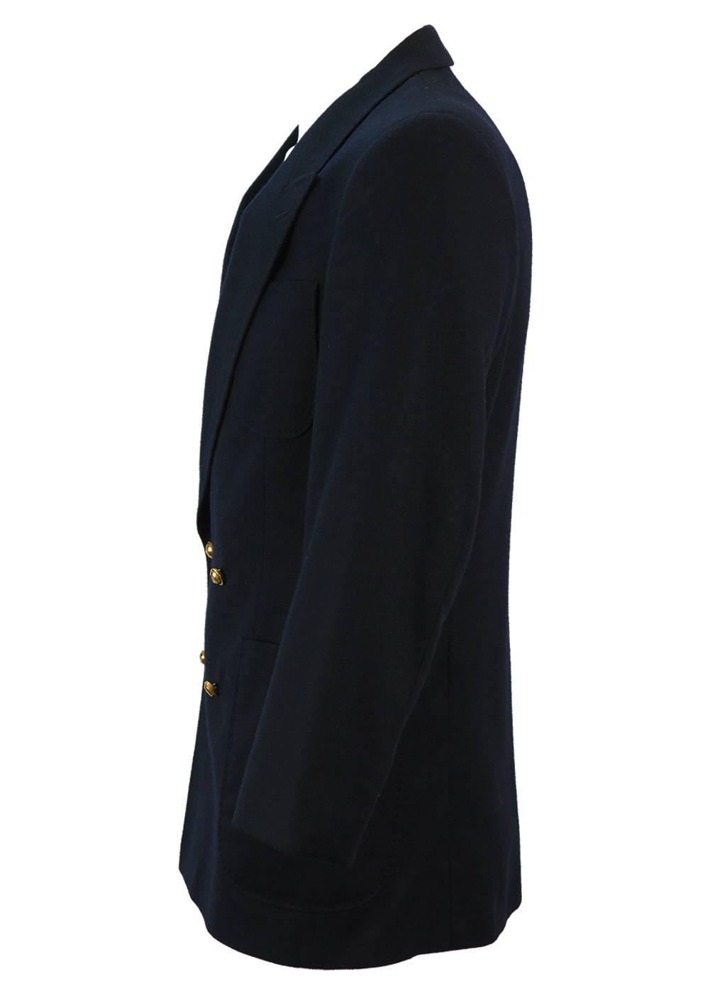 Navy Blue Pure Wool Double Breasted Blazer with Gold Buttons - S/M ...