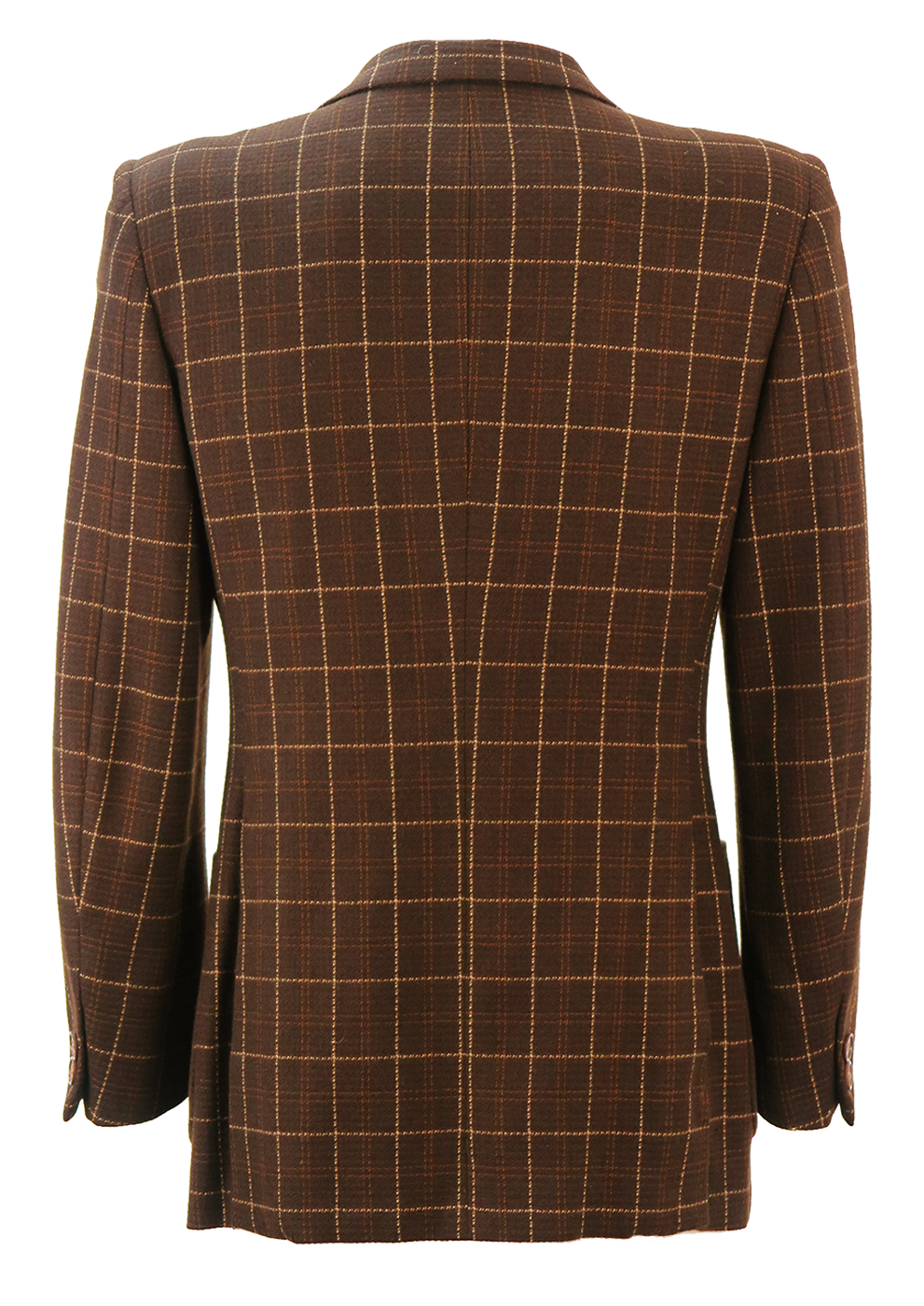 Dark Brown Blazer with Check Pattern Fabric by Ermenegildo Zegna - M ...