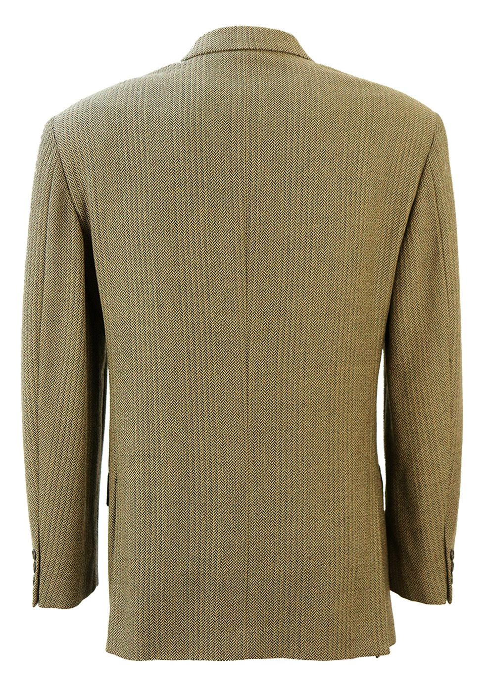 Pure Wool Camel & Brown Herringbone Tweed 3 Button Blazer Jacket - M ...