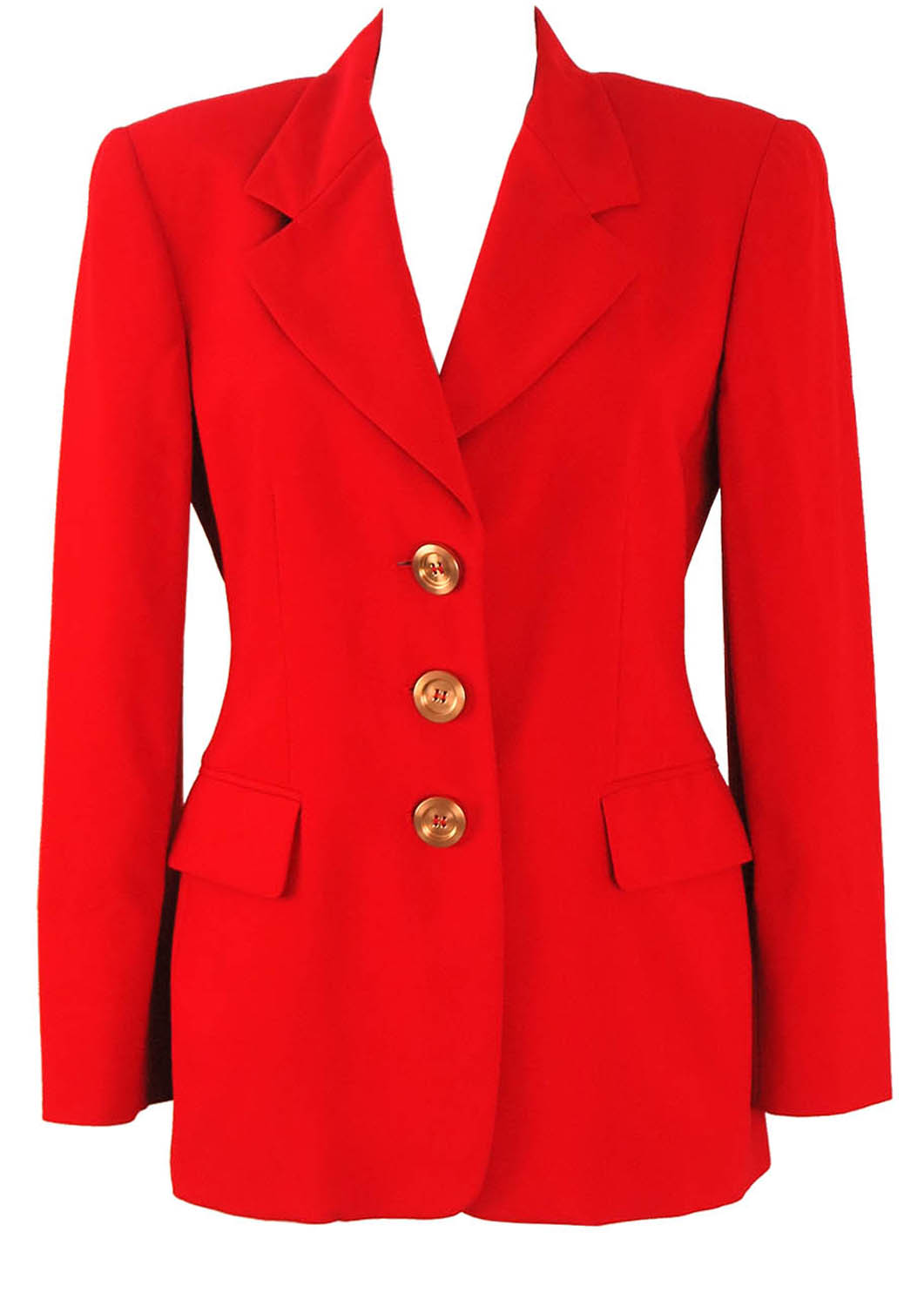 Ferre 'Studio 0001' Red Jacket with Gold Buttons - S/M | Reign Vintage