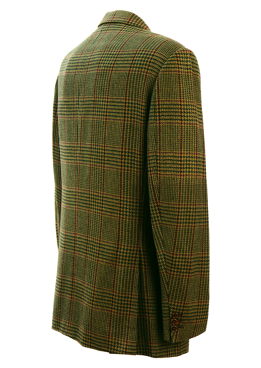 Green & Burgundy Tweed Check Wool Blazer - L/XL | Reign Vintage