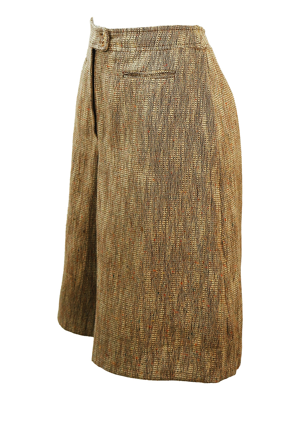 Brown & Cream Tweed Knee Length Culottes with Colourful Flecks - S ...