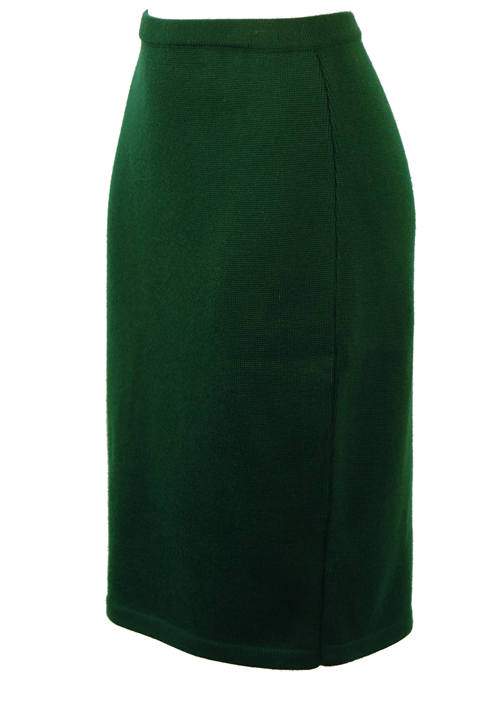 Dark Green Pure Wool Pencil Skirt - M | Reign Vintage