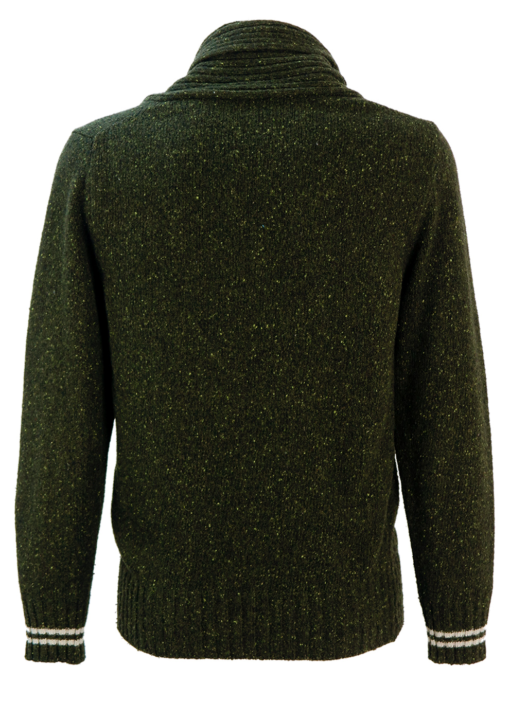 Fred Perry Two Tone Green Speckled Wool Jumper with Toggle Clasp - M ...