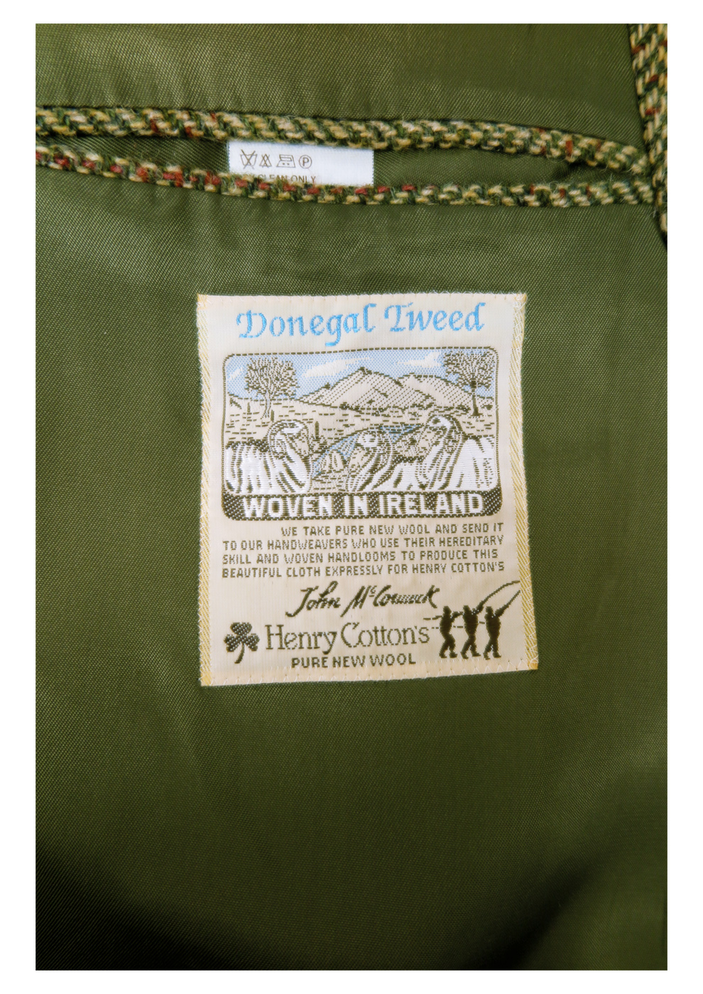 Henry Cotton's Green & Russet Donegal Tweed Double Breasted Jacket -L ...