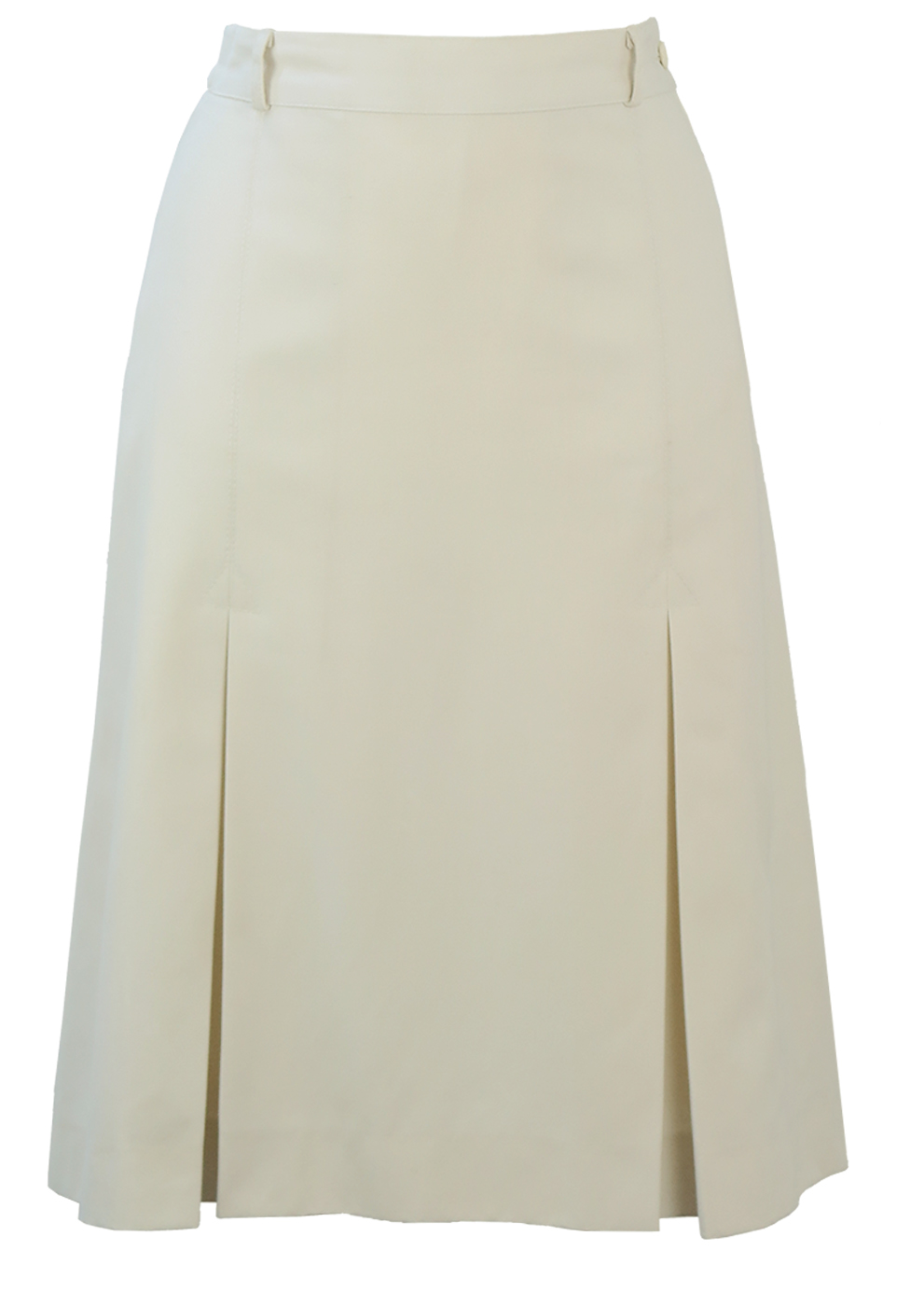 Vintage 70's White Knee Length Skirt with Inverted Pleats - S | Reign ...