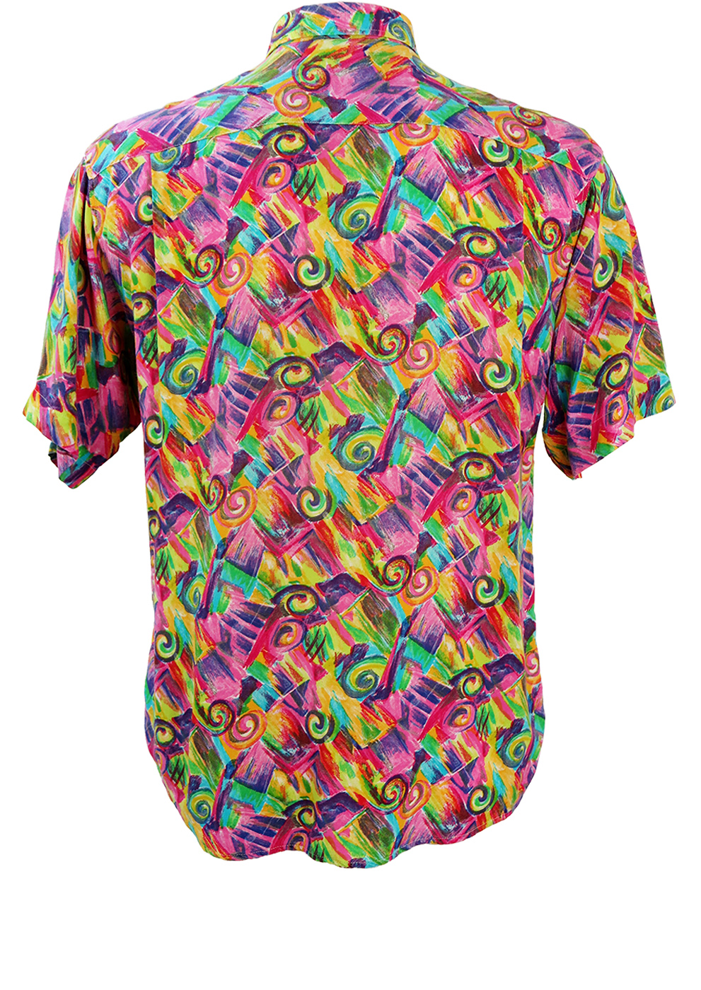 Vintage 90's Short Sleeved Shirt with Bright Multicoloured Abstract ...