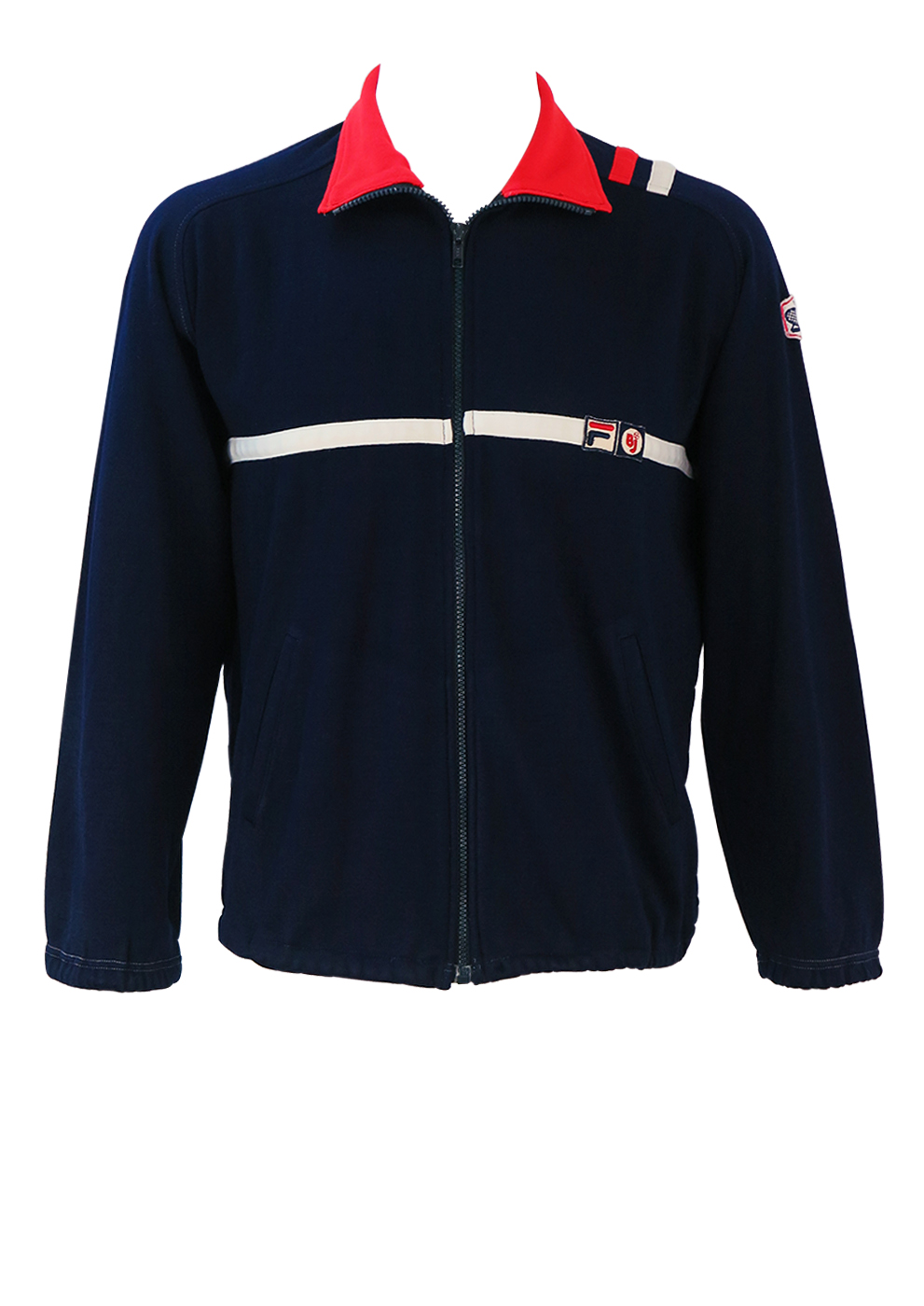 red and blue fila jacket