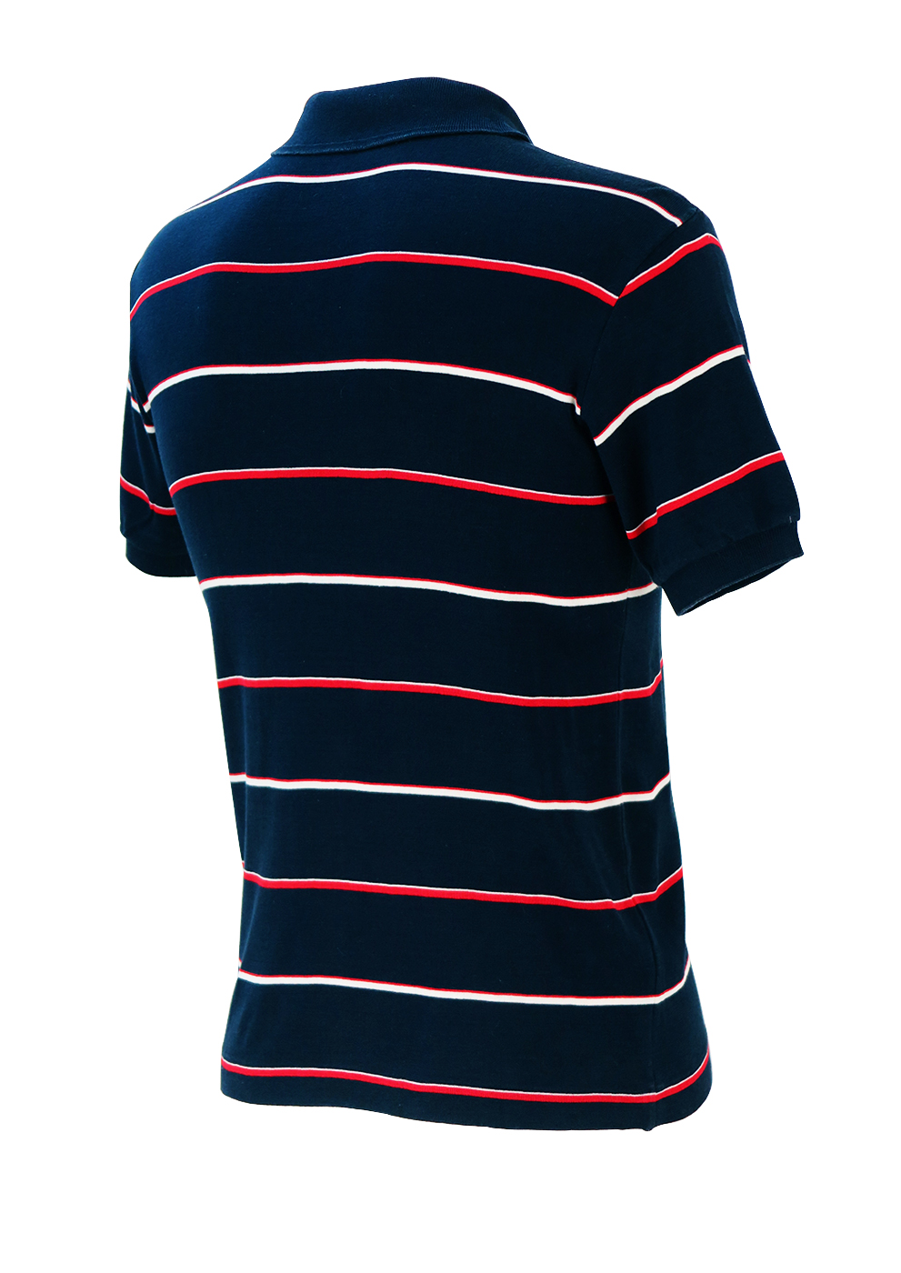 Fila Navy Blue Polo Shirt with Red & White Stripes - S | Reign Vintage