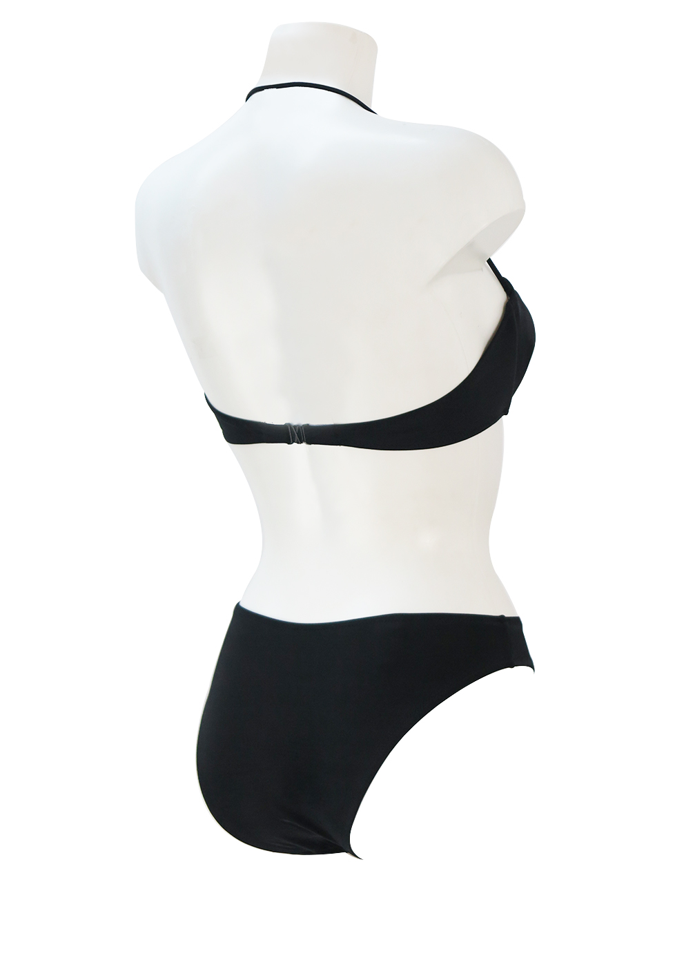 Black Strapless Bikini with Ruche Detail & Removable Halterneck Strap ...