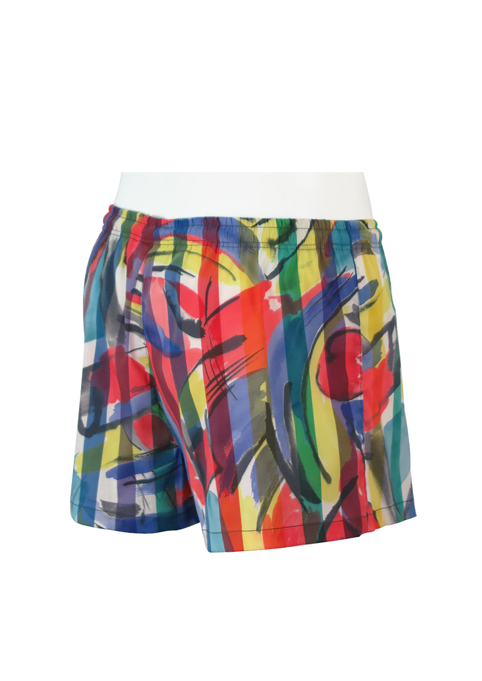 Belfe & Belfe Swim Shorts with a Multicoloured Striped Painterly ...