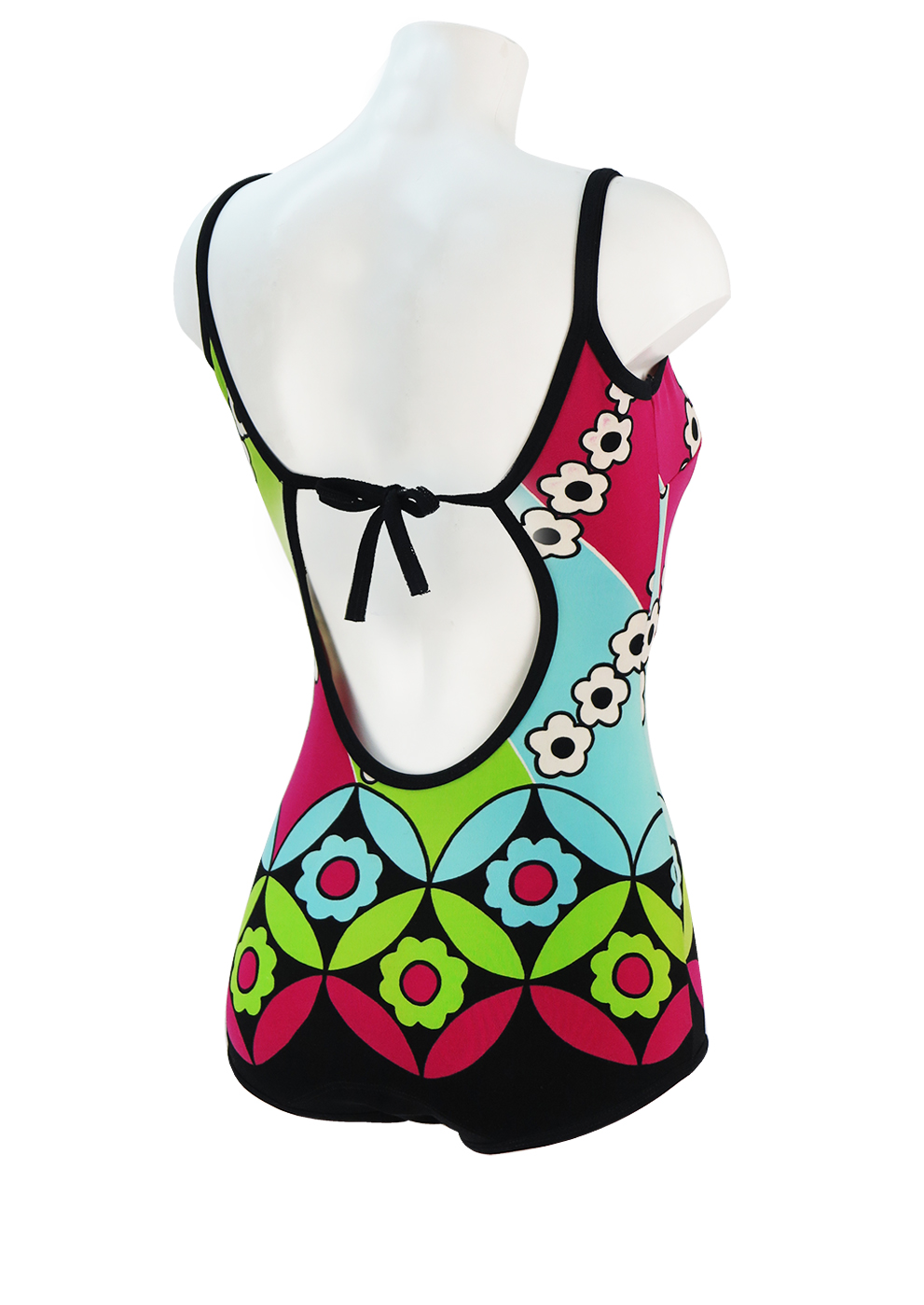Vintage 70's Swimsuit with Green, Turquoise & Purple Floral Pattern ...