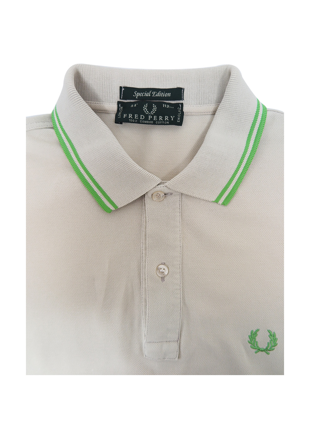 Perry Special Edition Polo Shirt with Green Stripes - L | Reign Vintage