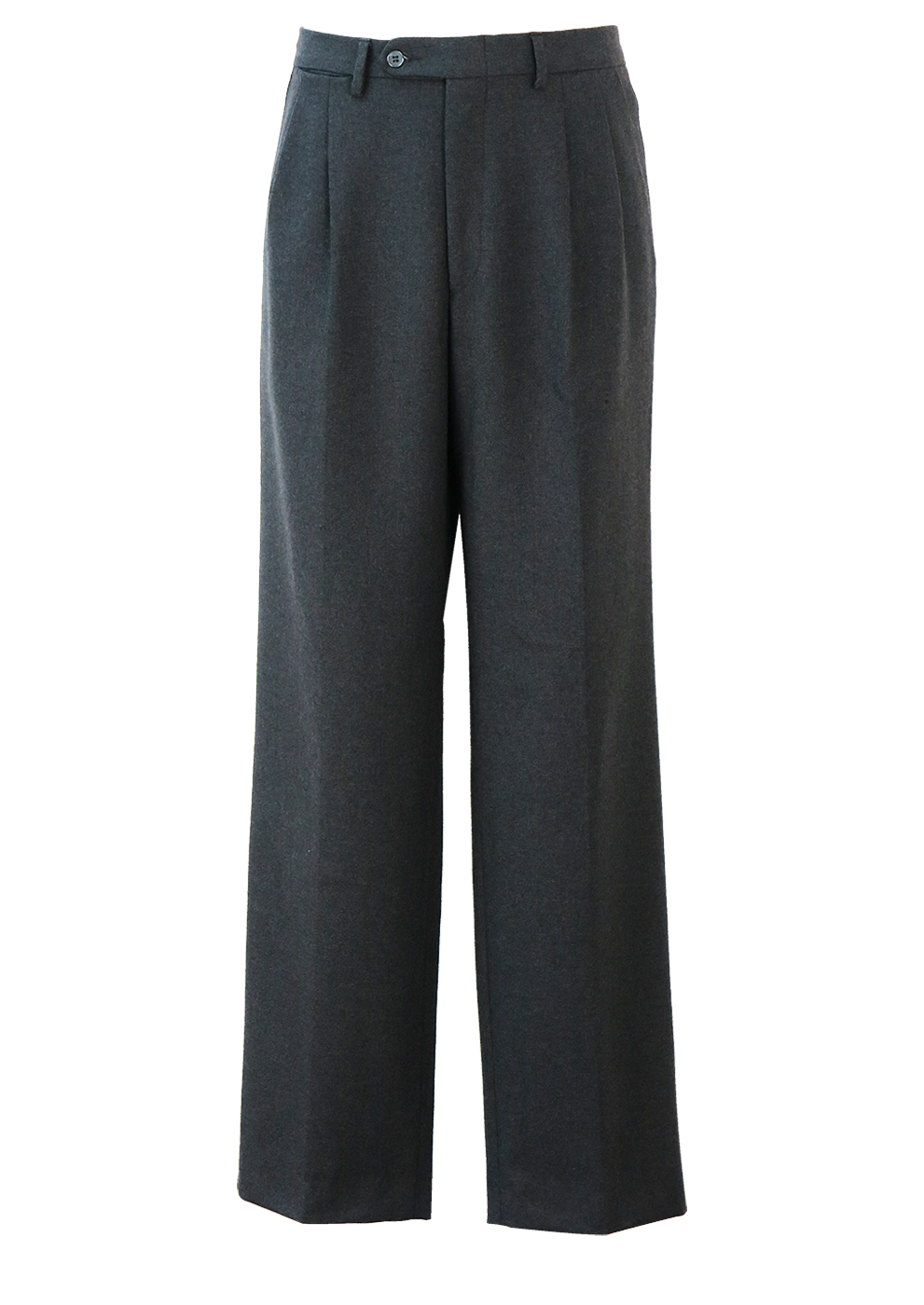 Charcoal Grey, Pleat Front, Tailored Wool Trousers - 33 | Reign Vintage