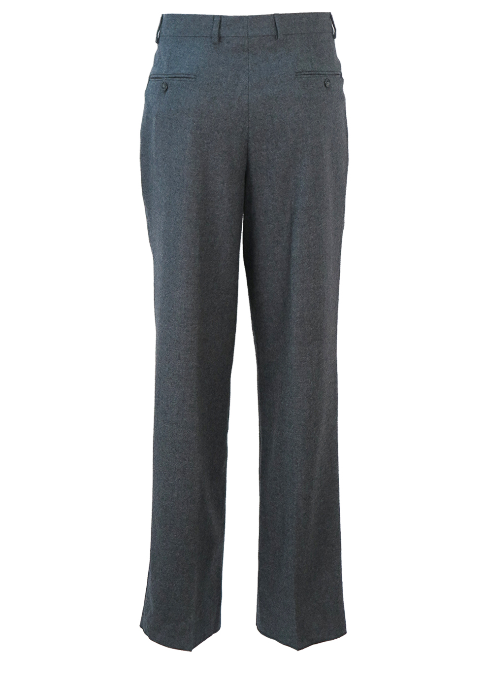 Grey Pure New Wool, Pleat Front Tailored Trousers - New - 32